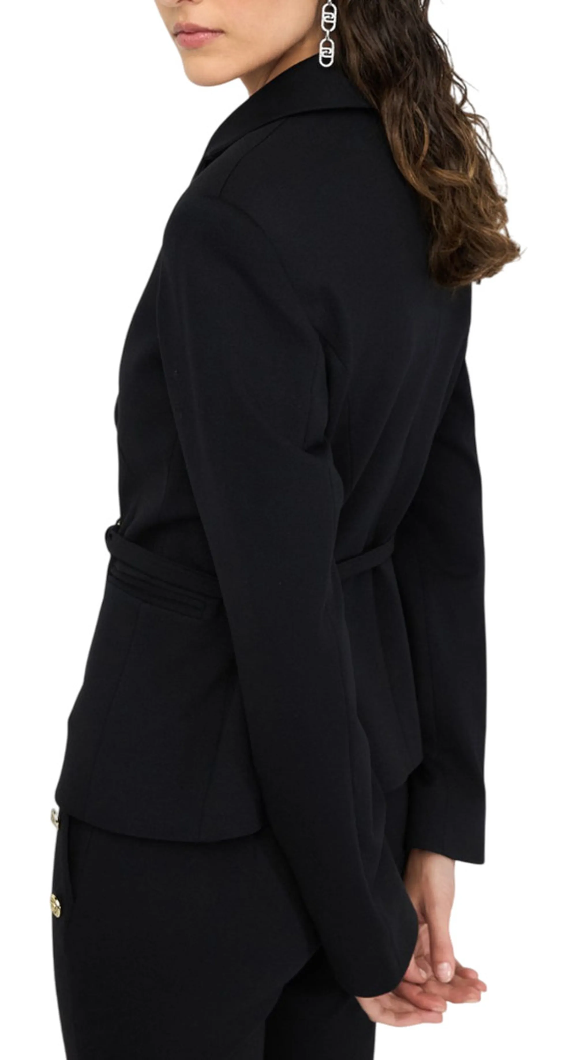 Liujo Jeans Giacca Con Cintura Logata Nero Mf5140J9189 156796