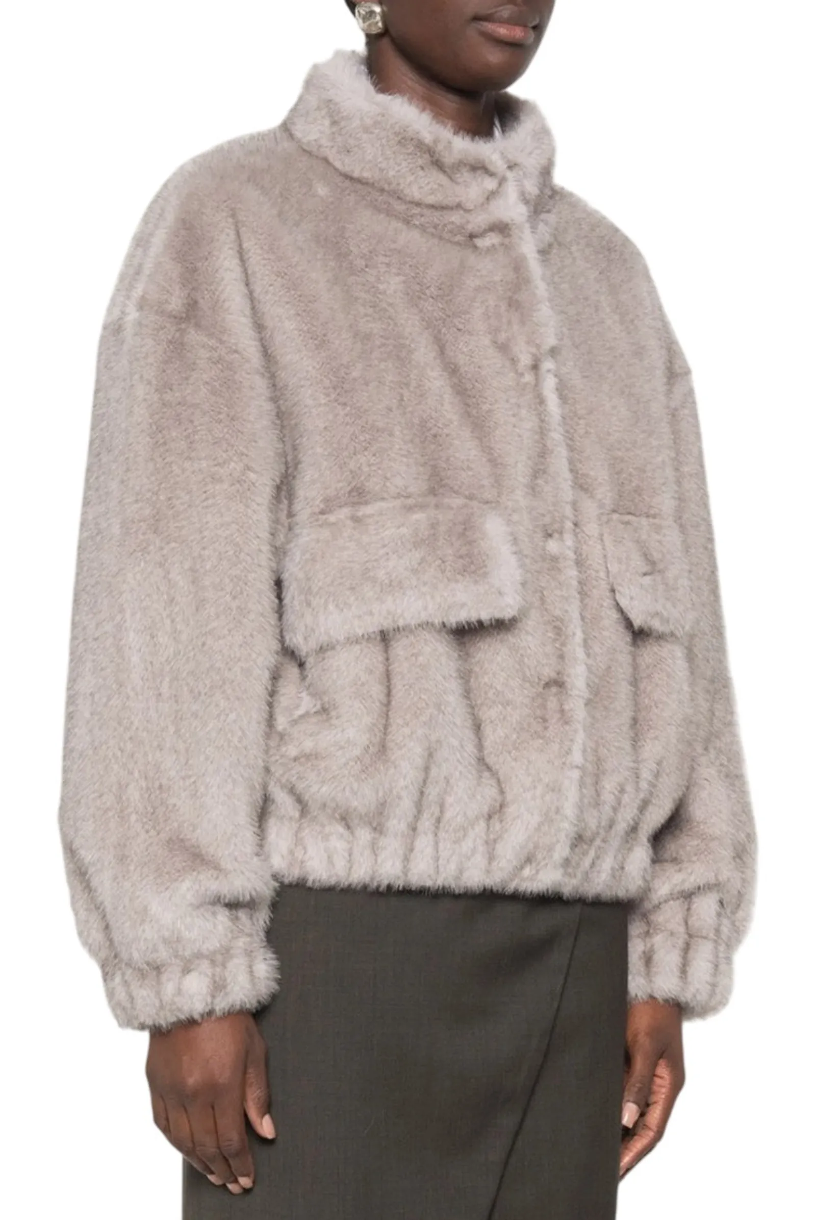 Liujo Jeans Giaccone In Pelliccia Sintetica Liujo Grigio Wf6215E1133 186060