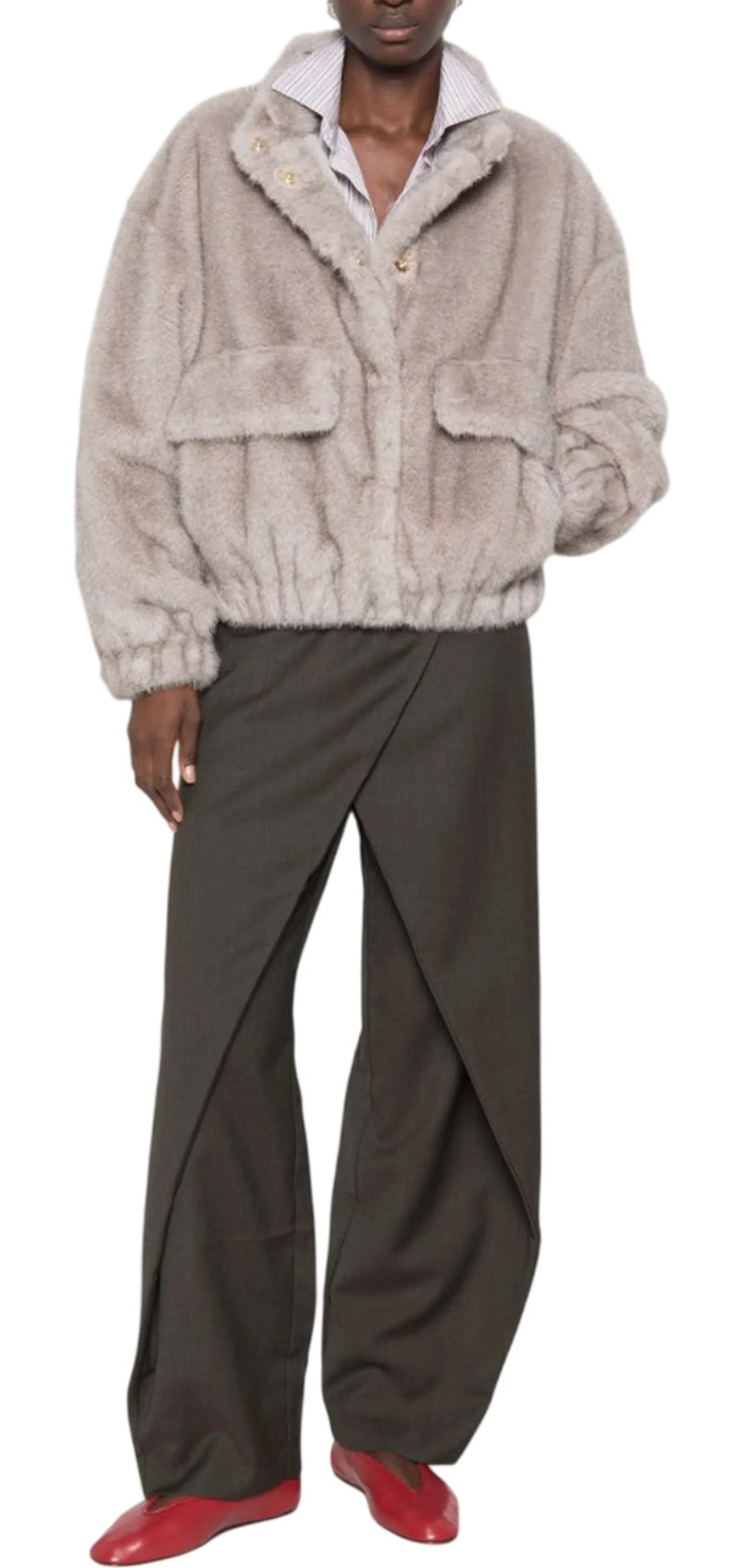 Liujo Jeans B'Liujo Faux Fur Jacket' Grey Wf6215E1133 186063