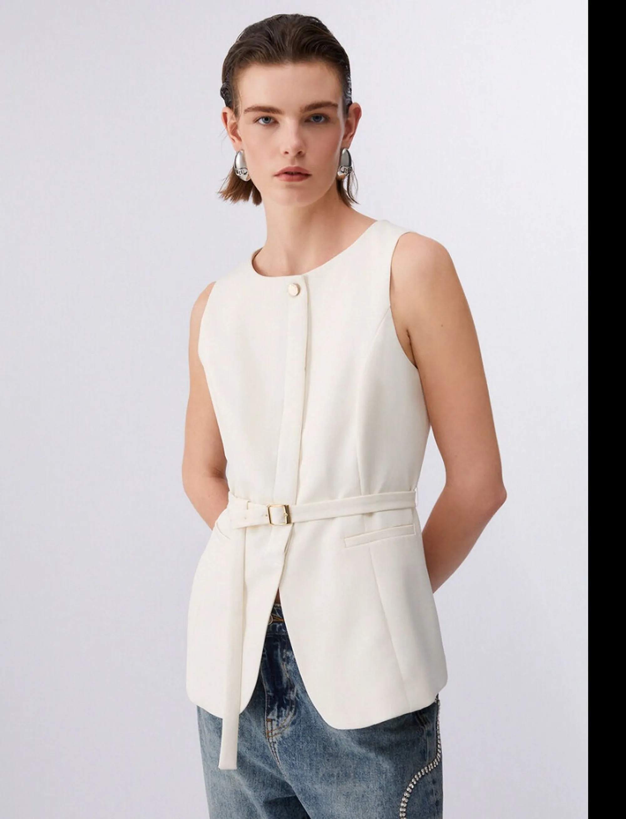 Liujo Jeans Gilet Panna Wa6209Ts896 174023