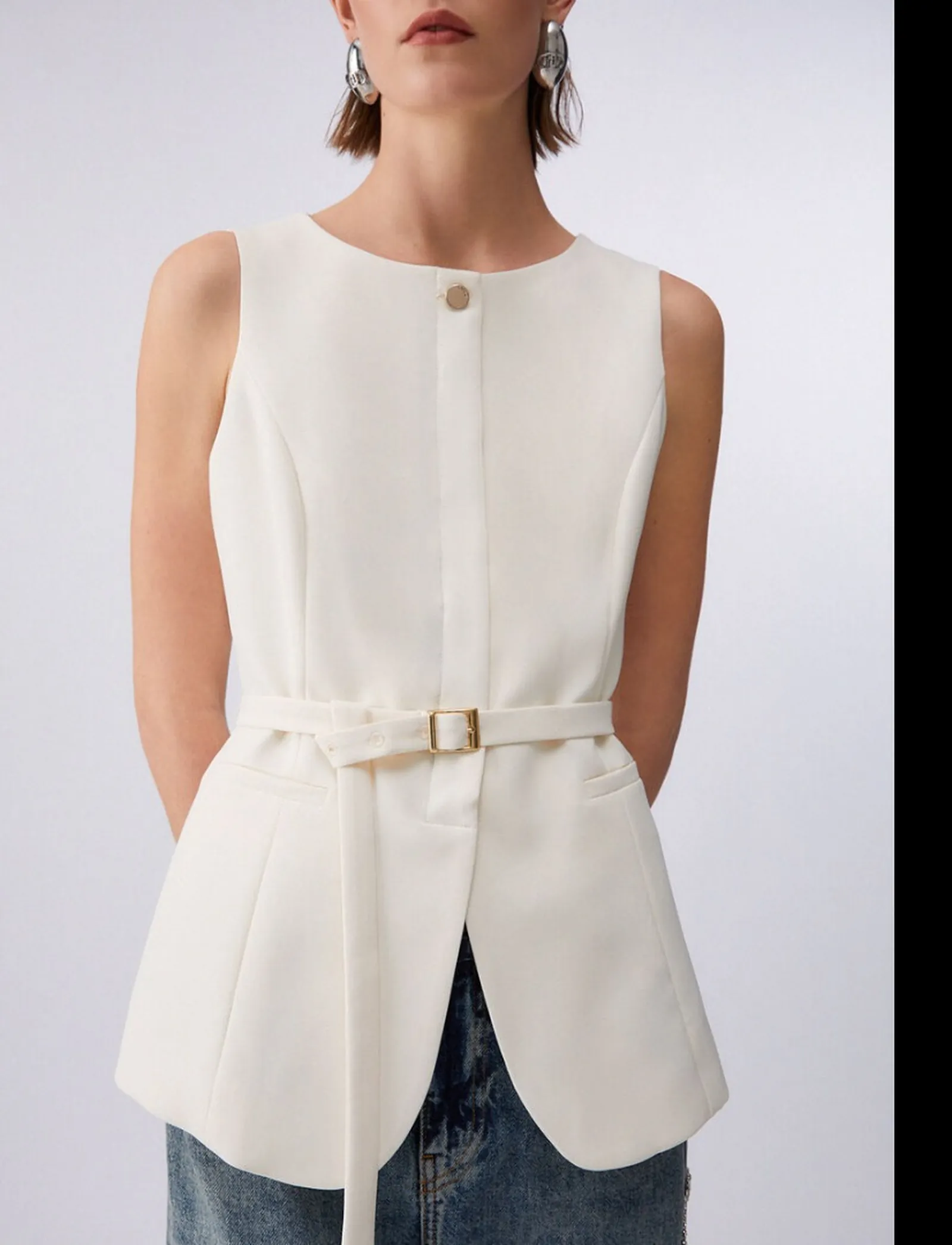 Liujo Jeans Gilet Panna Wa6209Ts896 174024