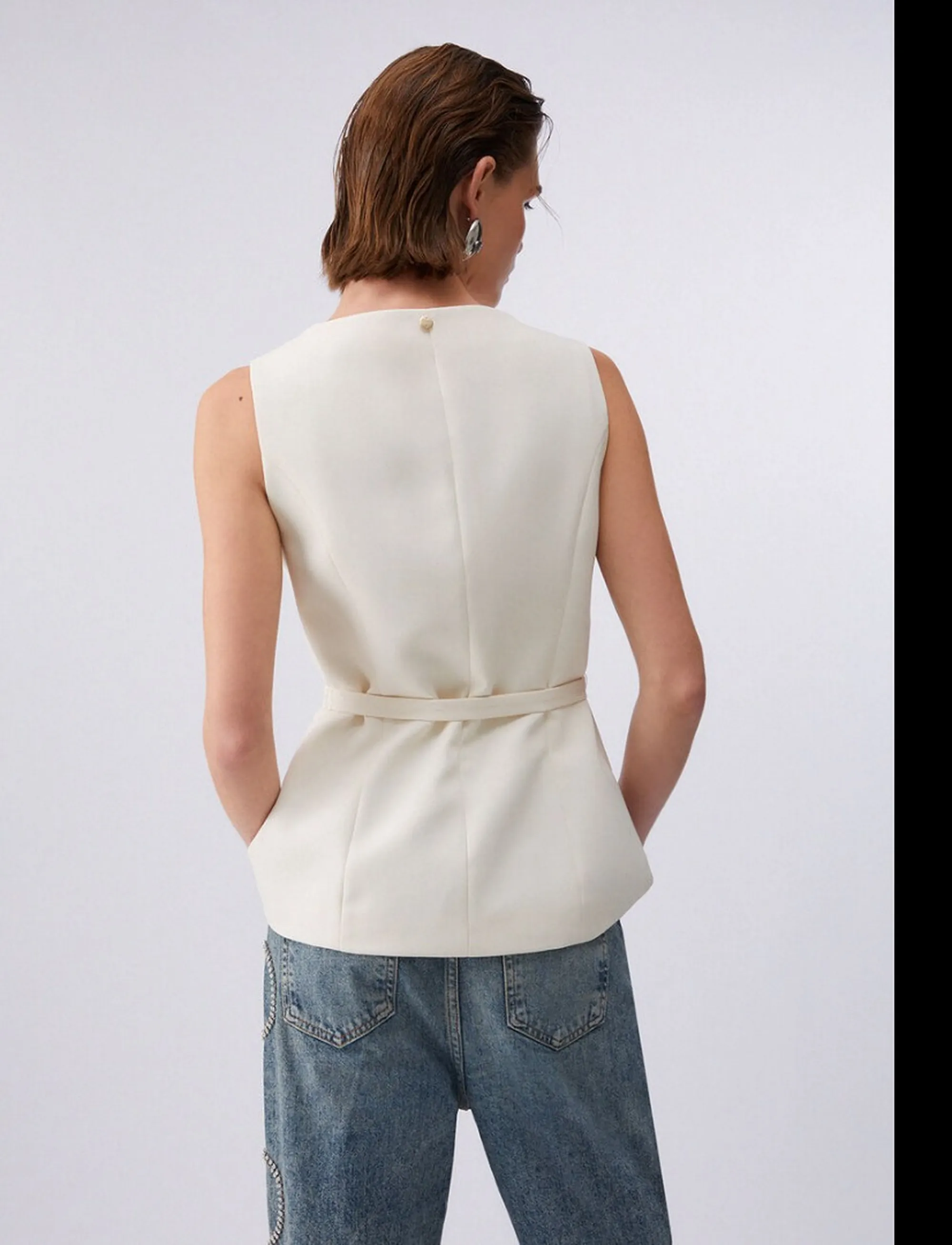 Liujo Jeans Gilet Panna Wa6209Ts896 174025