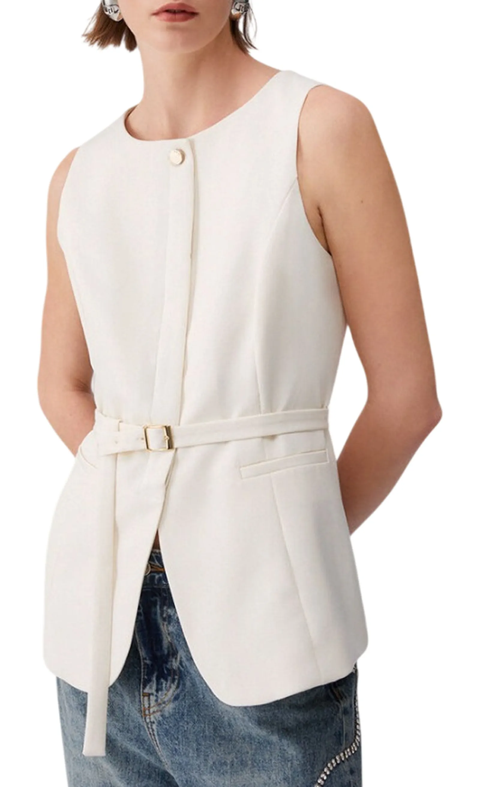 Liujo Jeans Gilet Panna Wa6209Ts896 177668