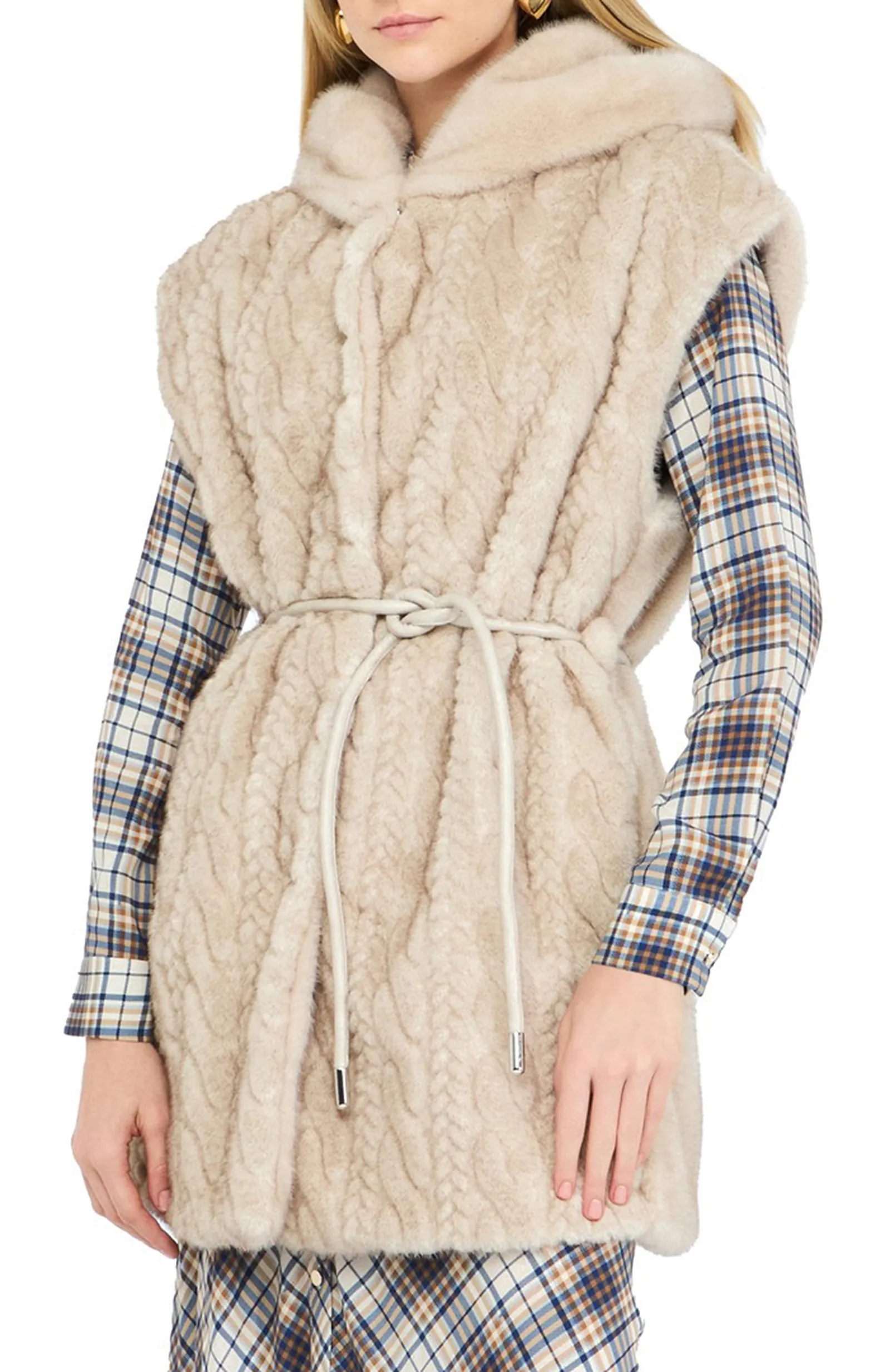 Liujo Jeans Gilet Con Cappuccio Beige Mf5364E1044 160036