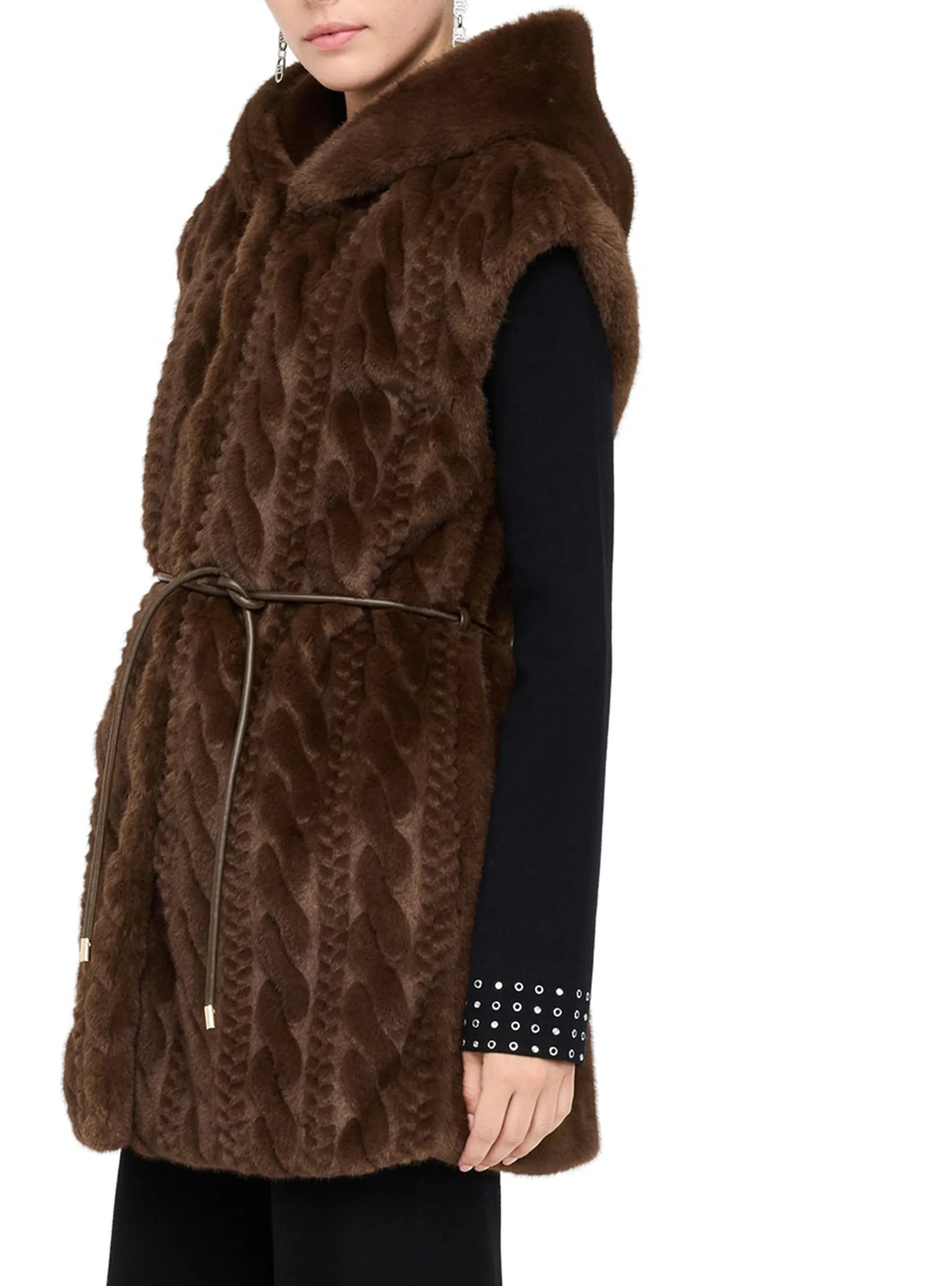 Liujo Jeans B'Hooded Vest' Chocolate Mf5364E1044 160042