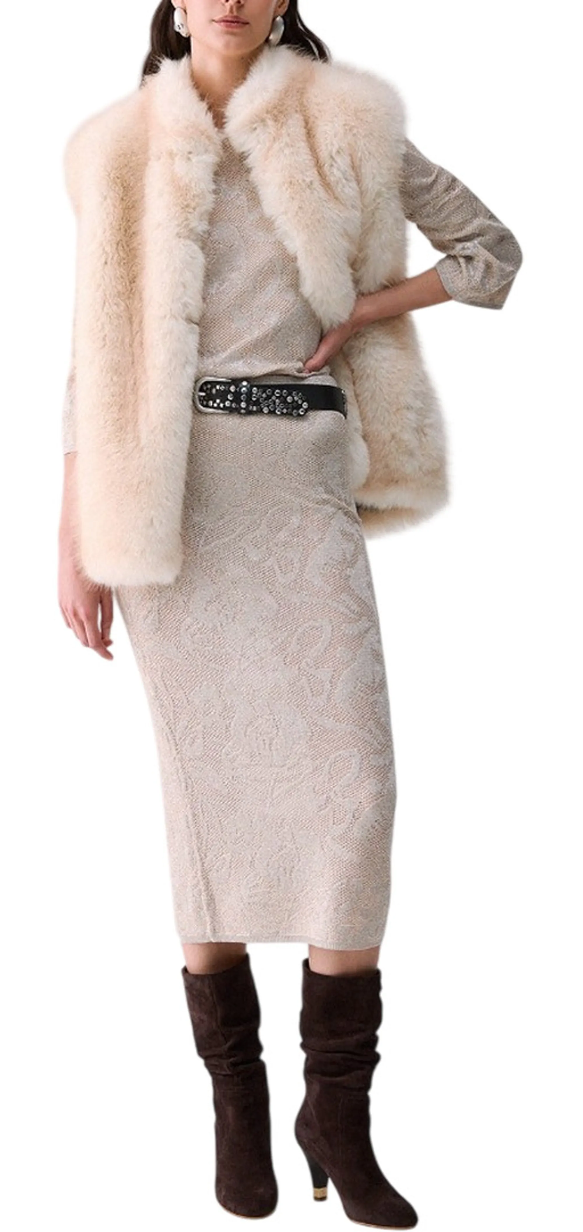 Liujo Jeans Gilet In Pelliccia Sintentica Liujo Panna Wf6203E1136 185942