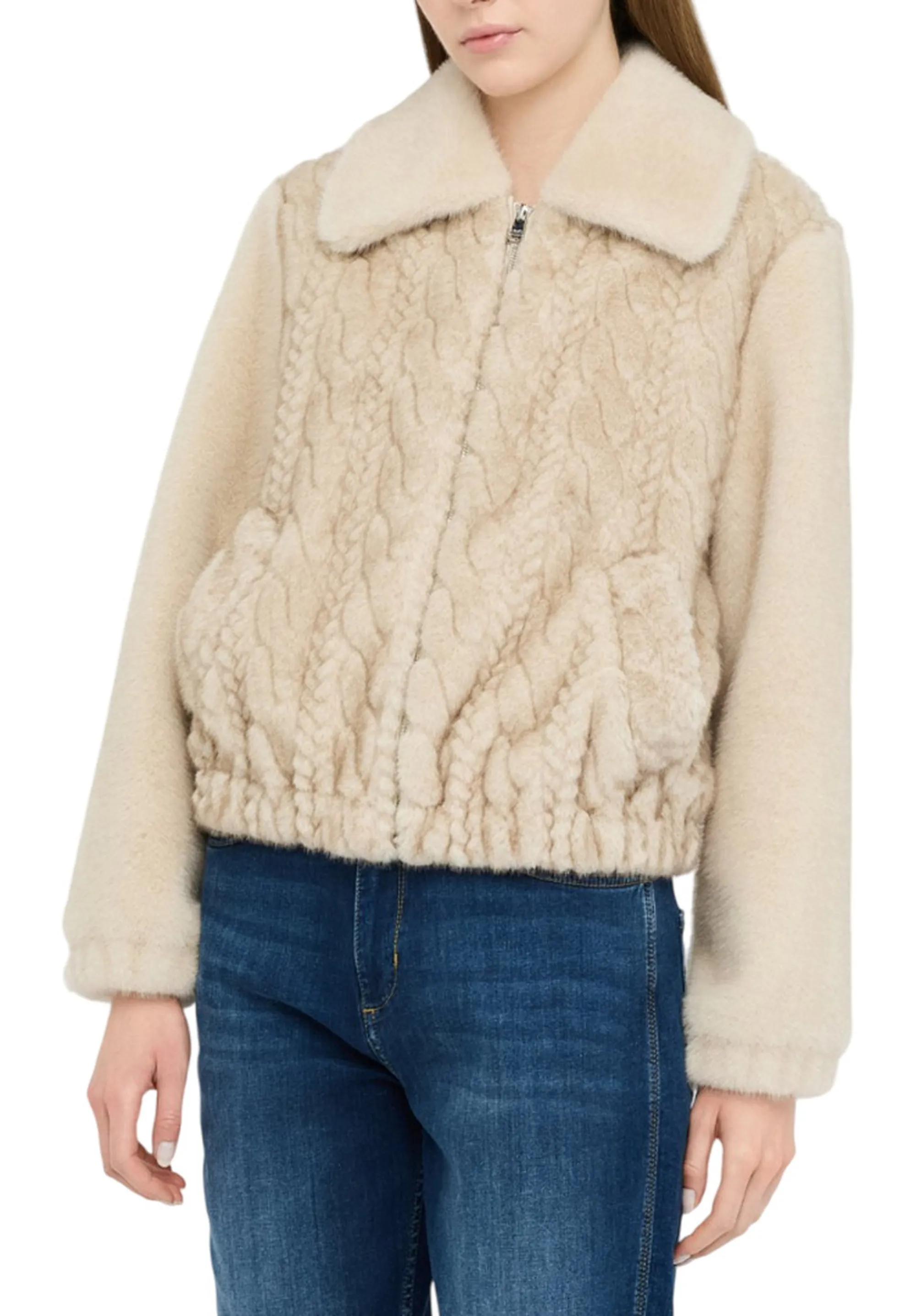 Liujo Jeans Giubbino Bomber In Teddy Beige Mf5094E1044 157718