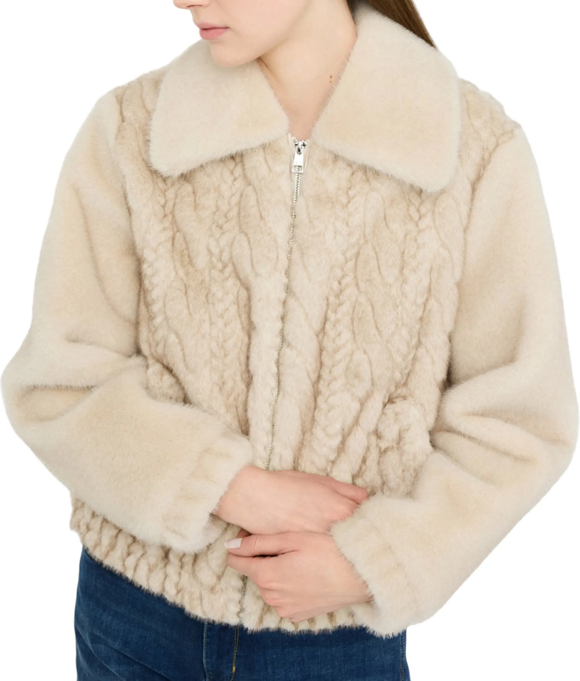 Liujo Jeans Giubbino Bomber In Teddy Beige Mf5094E1044 157722