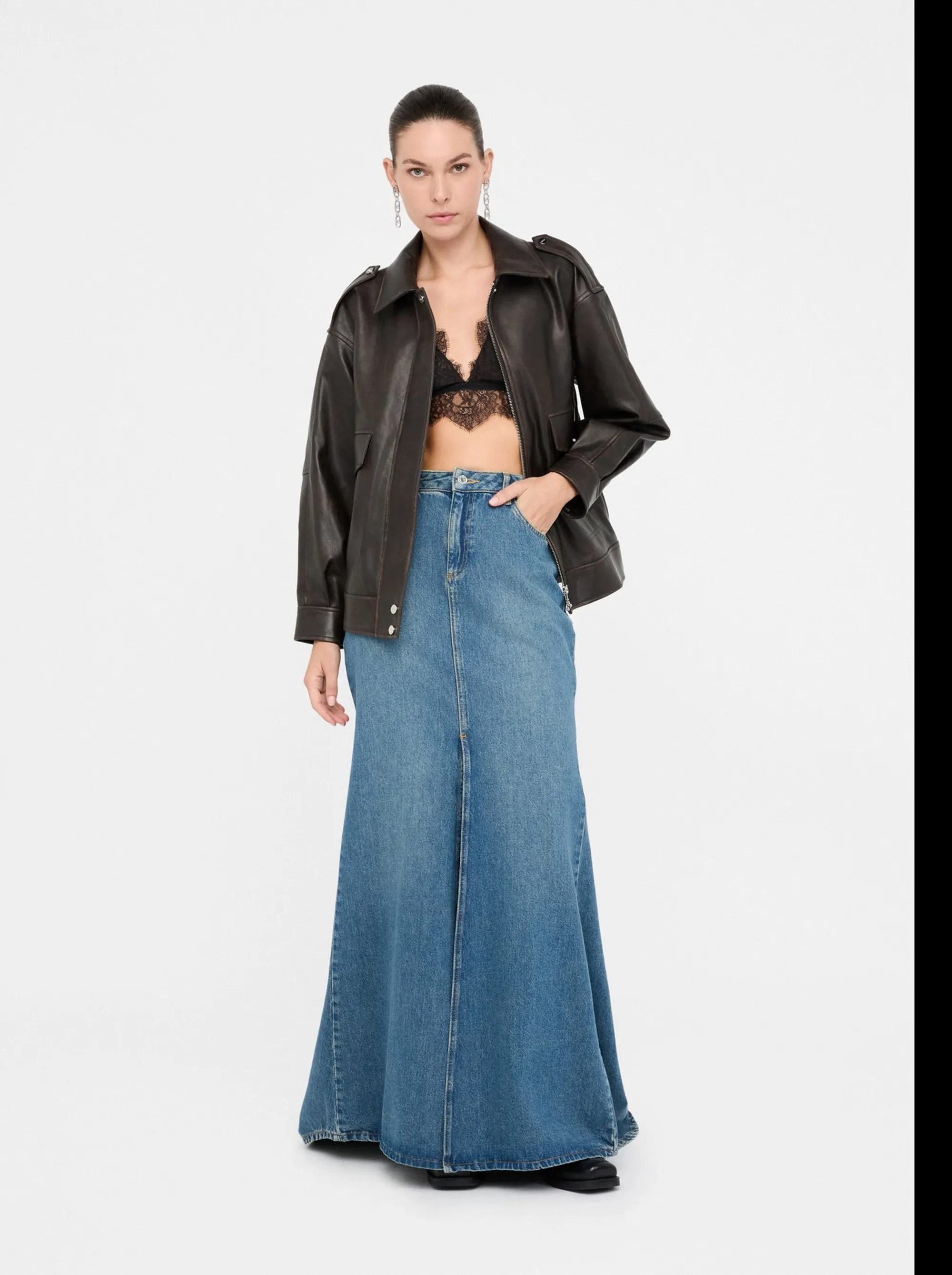 Liujo Jeans B'Coated Fabric Jacket' Chocolate Mf5097E1051 156276