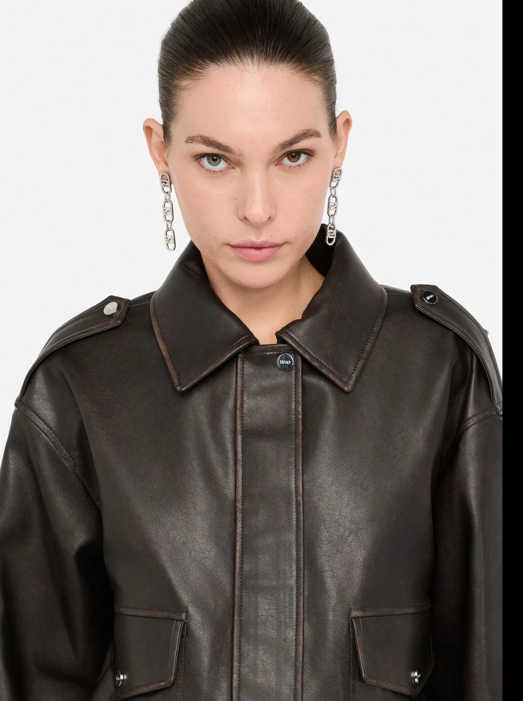 Liujo Jeans B'Coated Fabric Jacket' Chocolate Mf5097E1051 156279