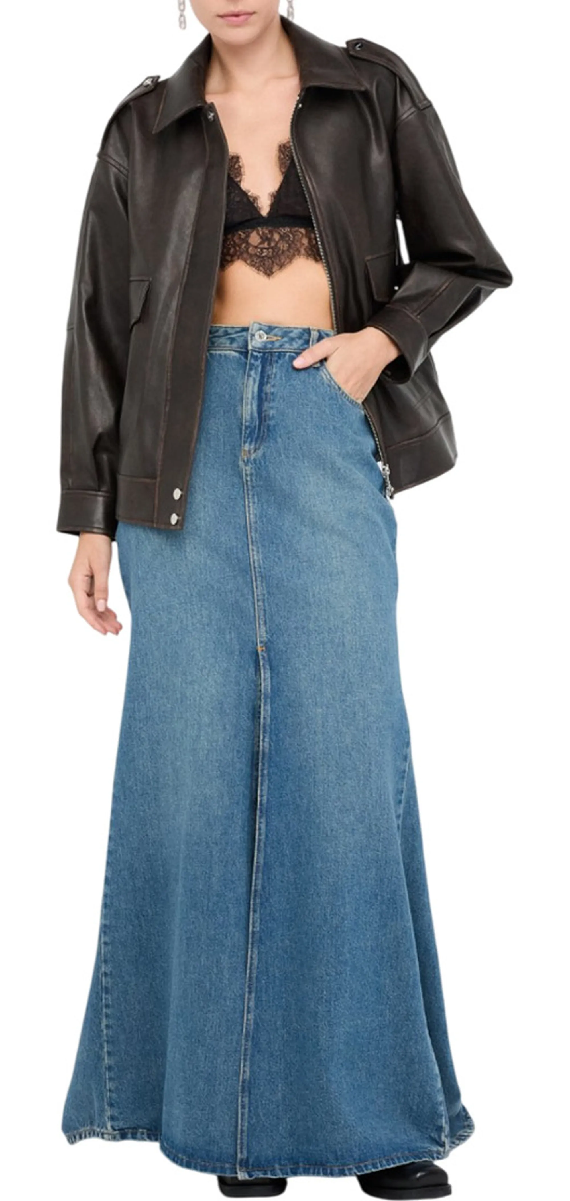 Liujo Jeans Giubbino In Tessuto Spalmato Cioccolato Mf5097E1051 157015