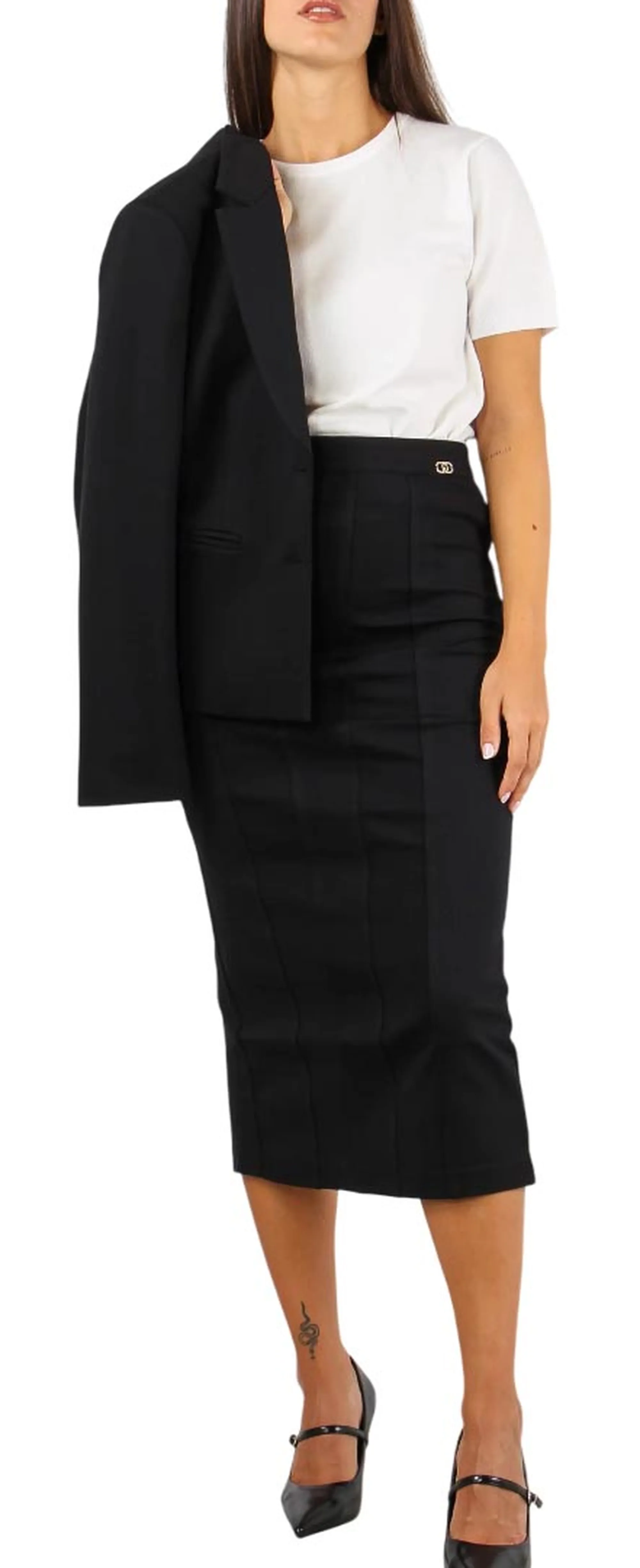 Liujo Jeans B'Long Skirt Cult' Black Mf5144J9189 160868
