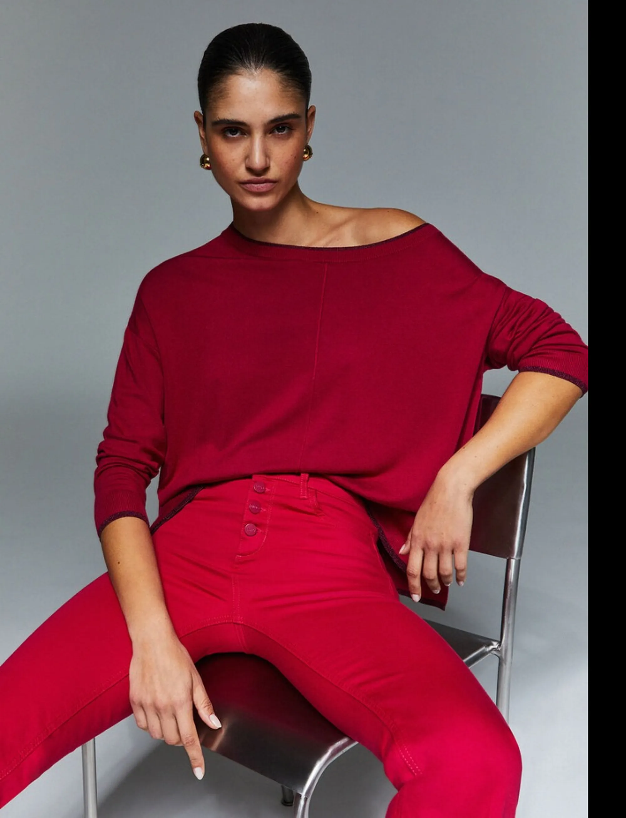 Liujo Jeans Maglia Rosso Wa6283Ms49I 173889