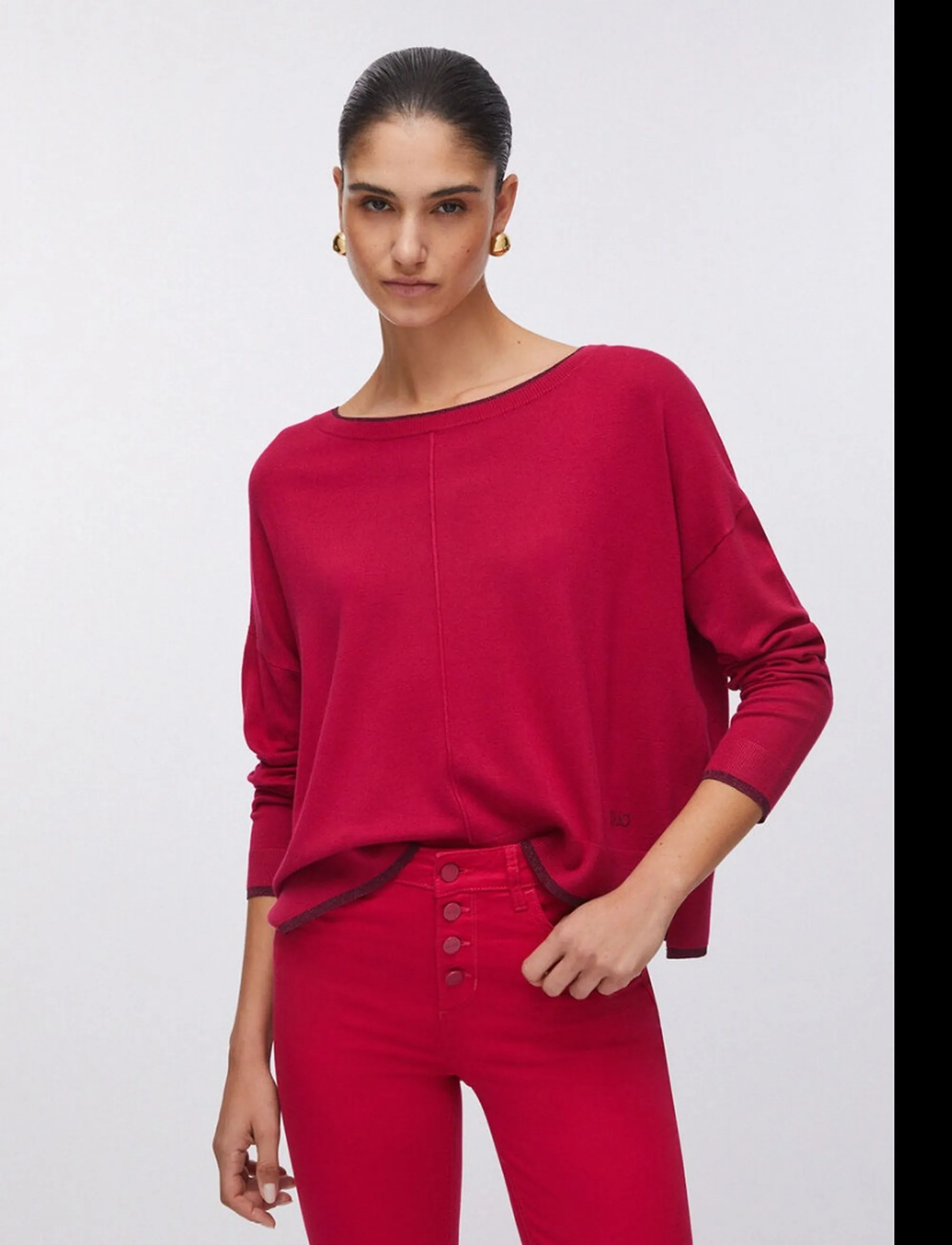 Liujo Jeans Maglia Rosso Wa6283Ms49I 173891