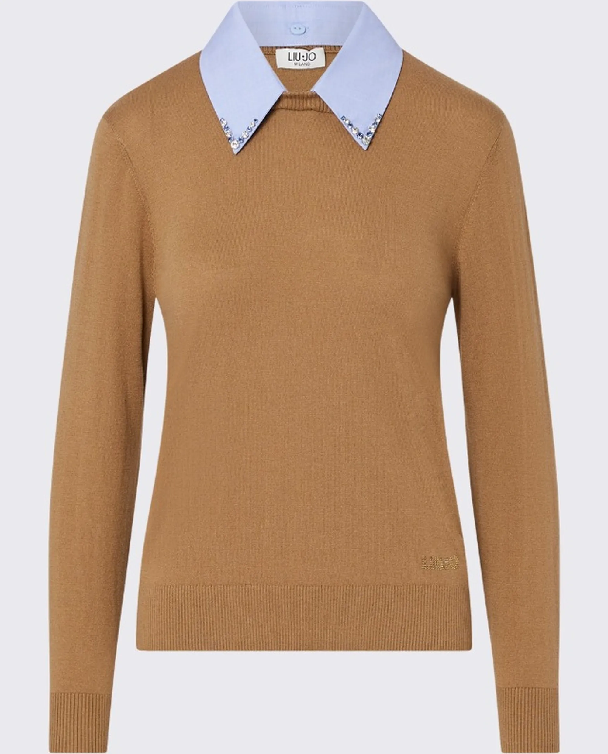 Liujo Jeans Maglia Con Dettaglio Popeline Beige Wf6452Ma16R 185487