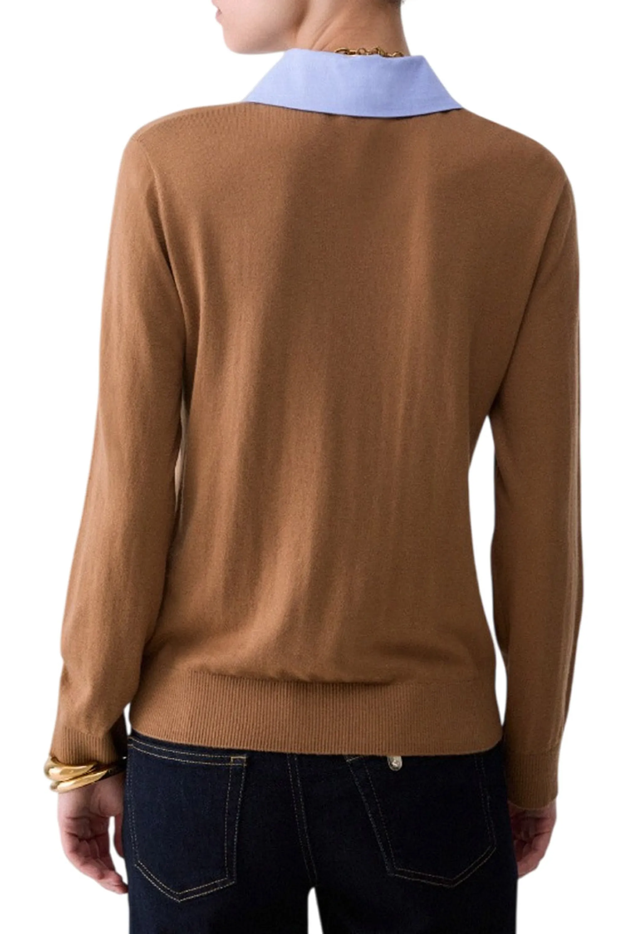 Liujo Jeans Maglia Con Dettaglio Popeline Beige Wf6452Ma16R 186252