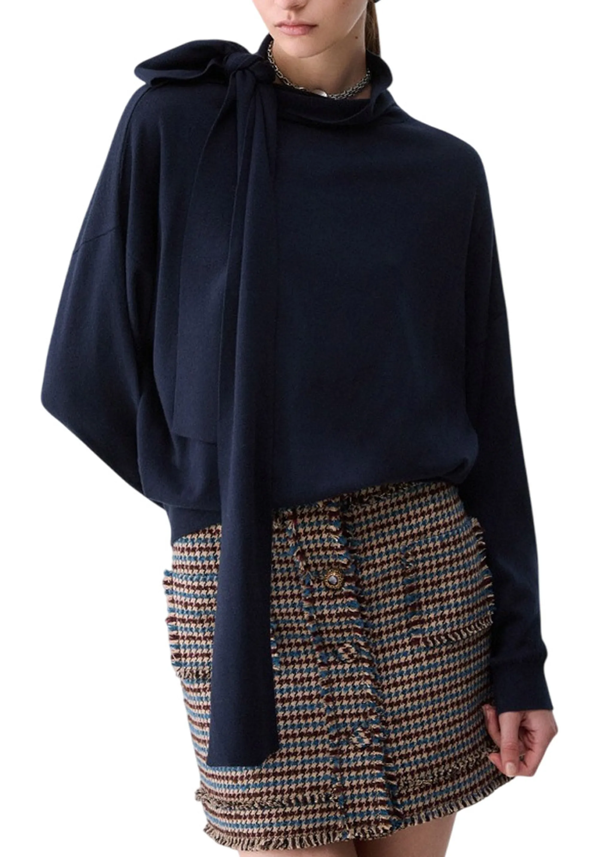Liujo Jeans B'Sweater With Satin' Dark Blue Wf6445Ma16R 186243