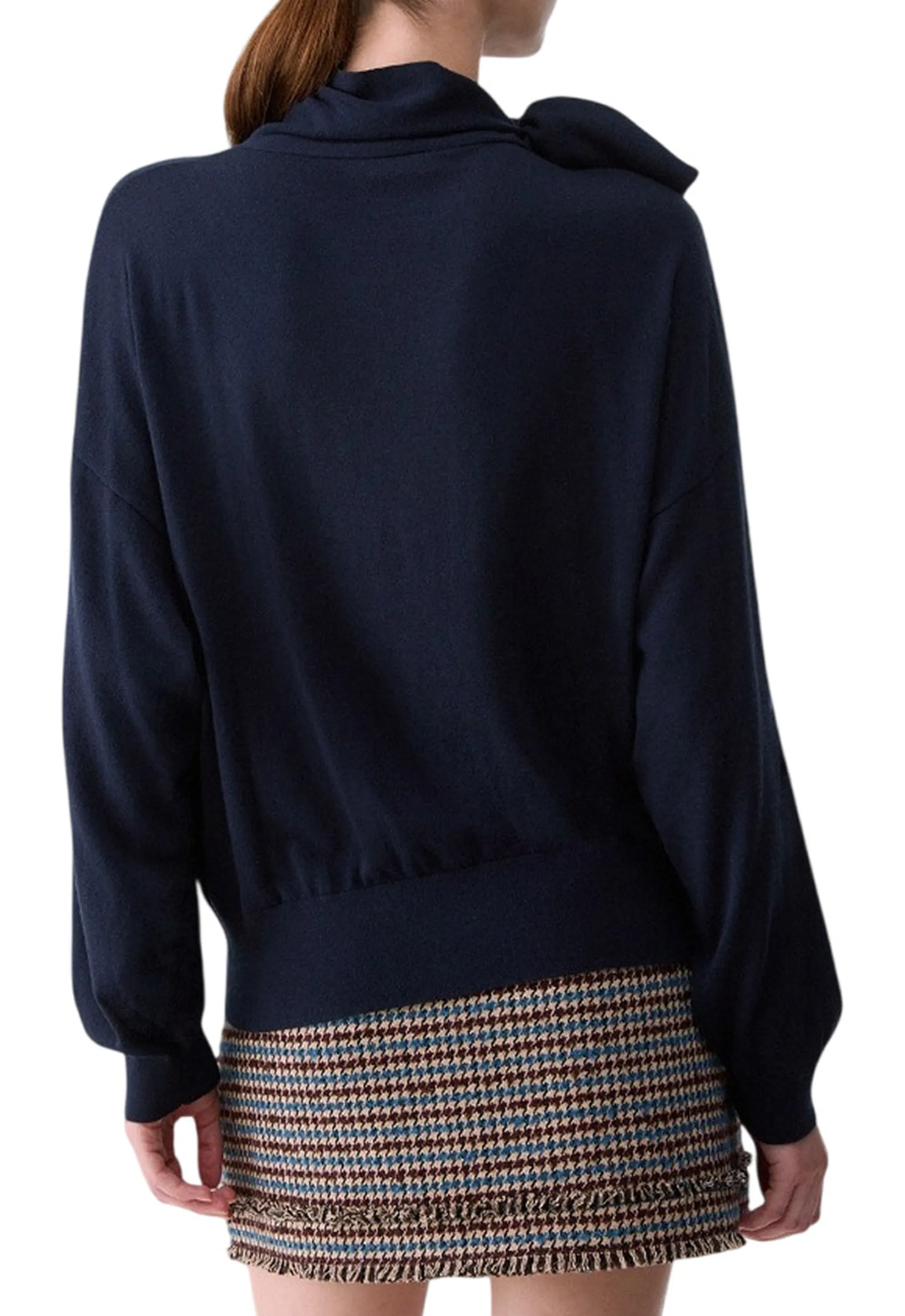 Liujo Jeans B'Sweater With Satin' Dark Blue Wf6445Ma16R 186244