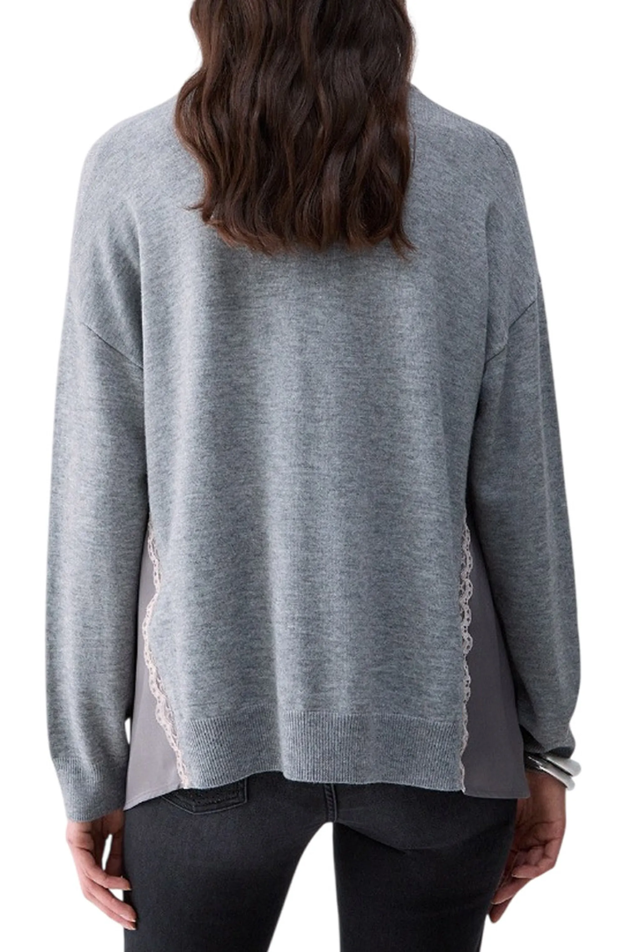 Liujo Jeans B'Liujo Sweater With Satin Inserts' Grey Wf6290Ma16R 186140