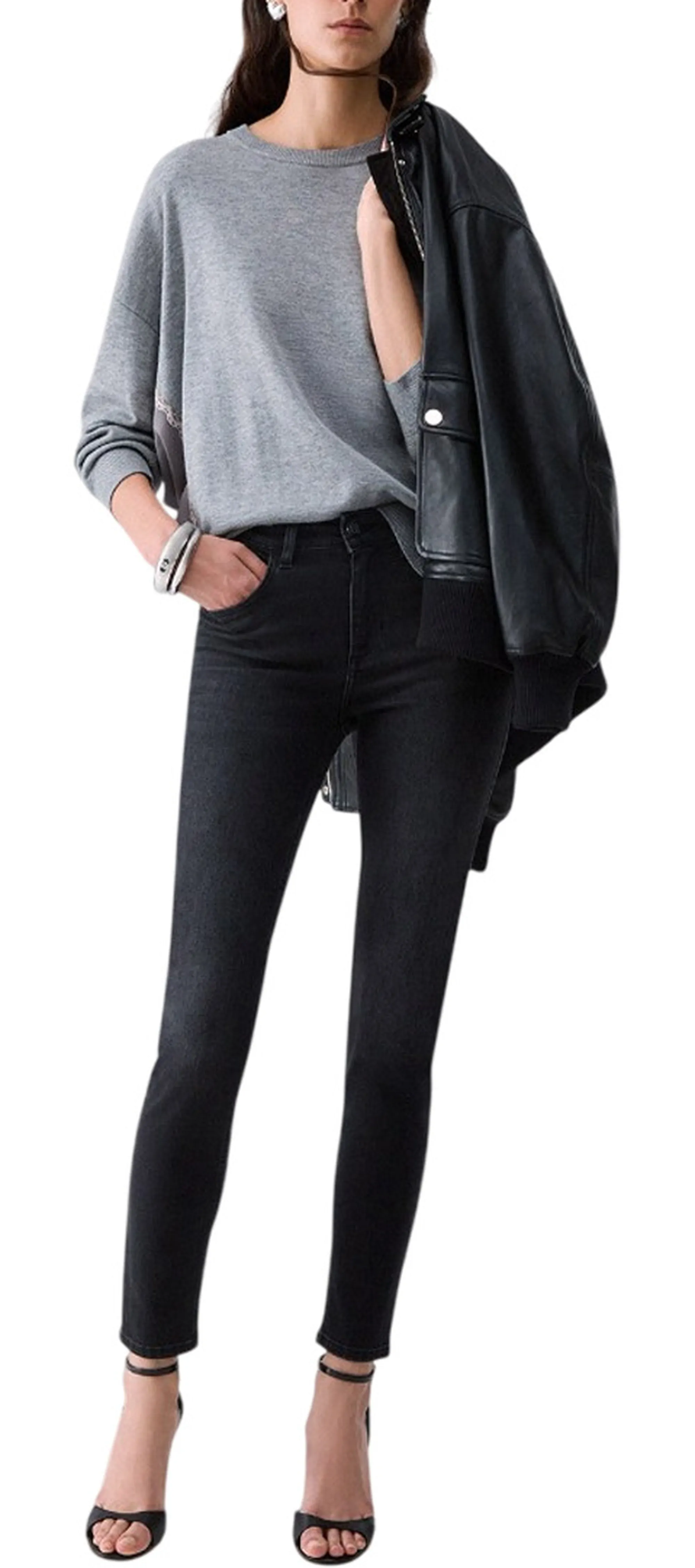 Liujo Jeans B'Liujo Sweater With Satin Inserts' Grey Wf6290Ma16R 186141