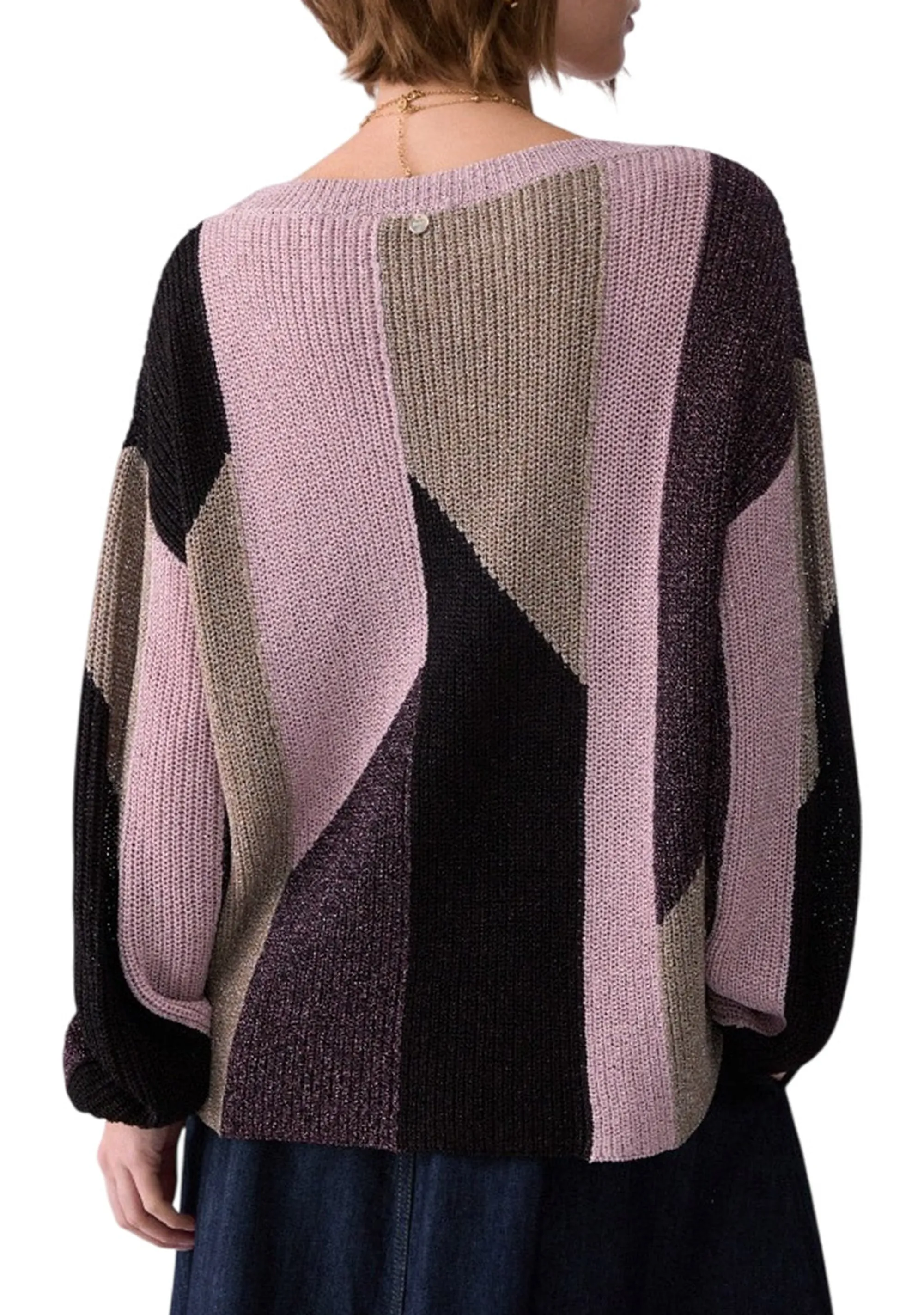 Liujo Jeans Maglia Con Intarsi Lame Liujo Rosa Wf6046Ms92P 185879