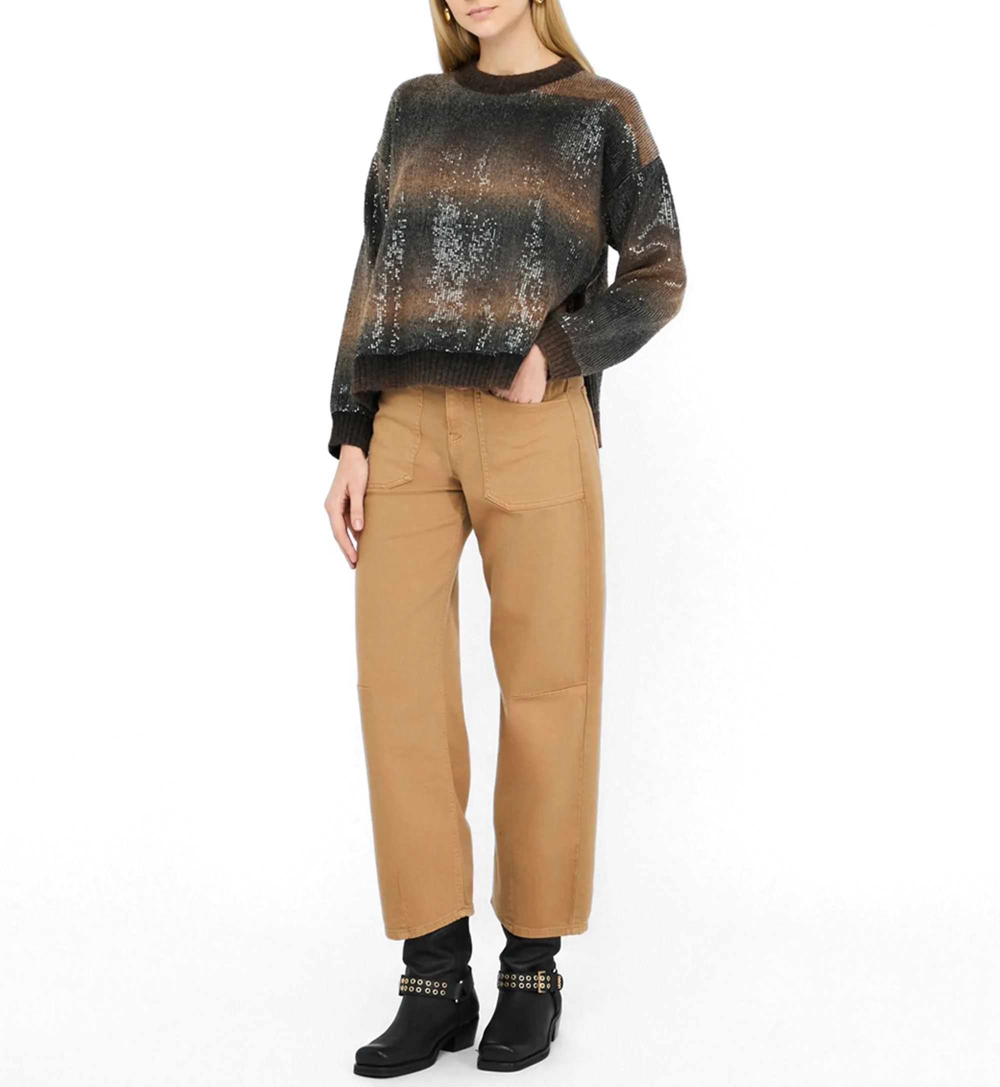 Liujo Jeans B'Sequined Sweater' Brown Mf5380Ma14R 160026