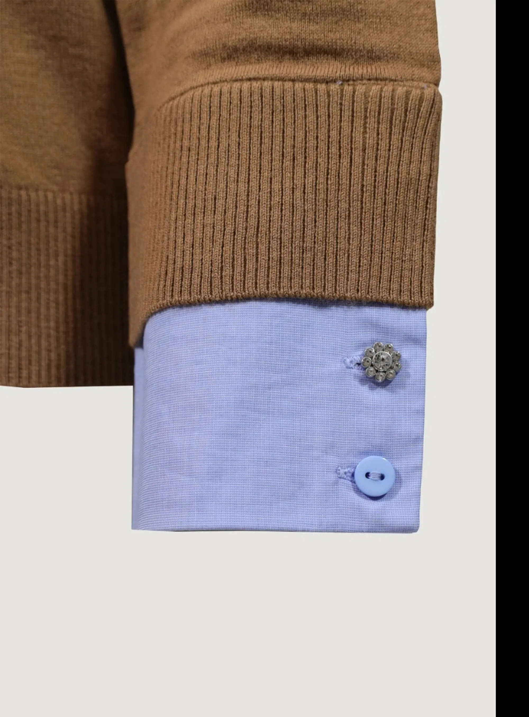 Liujo Jeans B'Sweater With Shirt Cuffs' Camel Wf6453Ma16R 187980