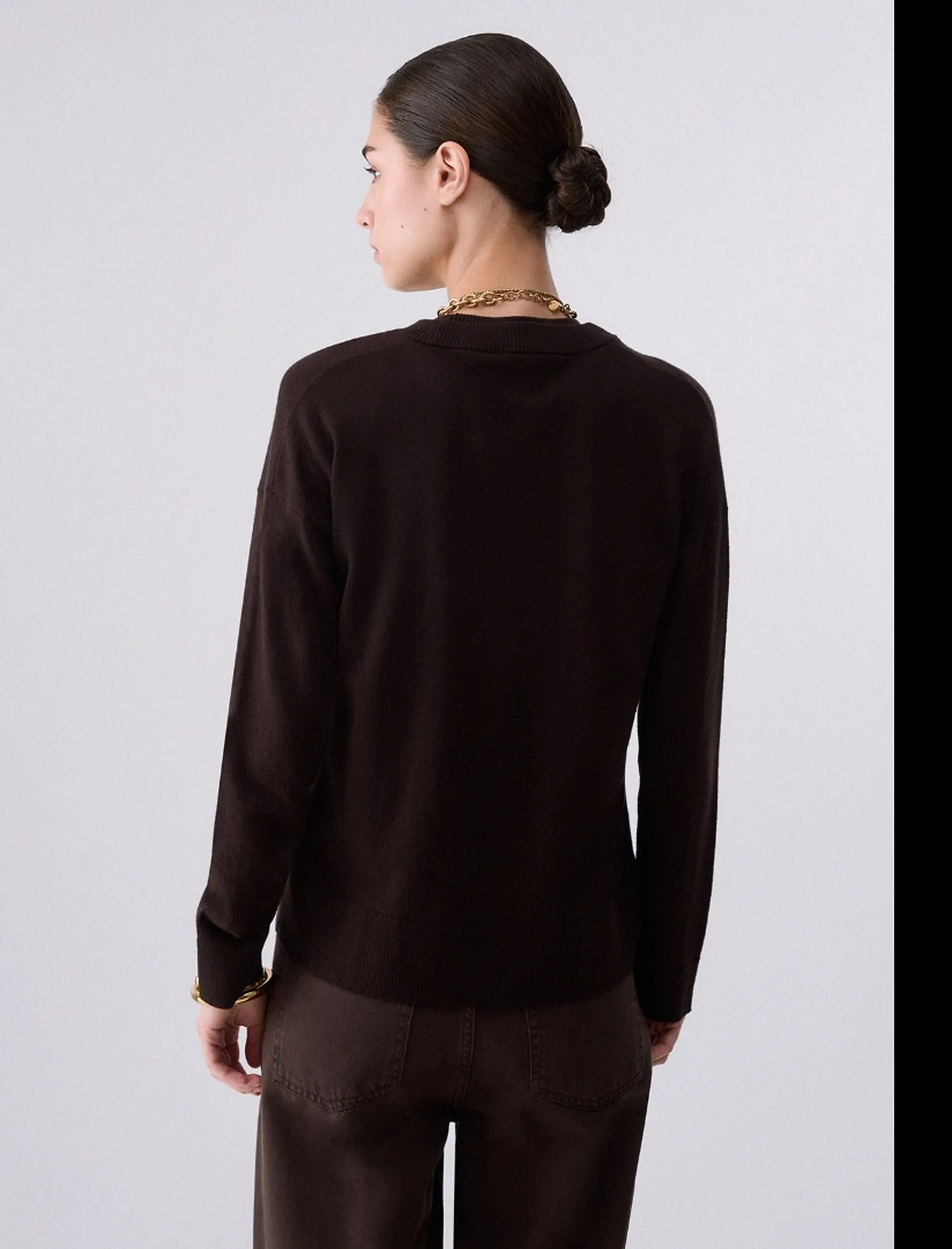 Liujo Jeans Maglia In Misto Lana Liujo Marrone Scuro Wf6418Ma16R 185641