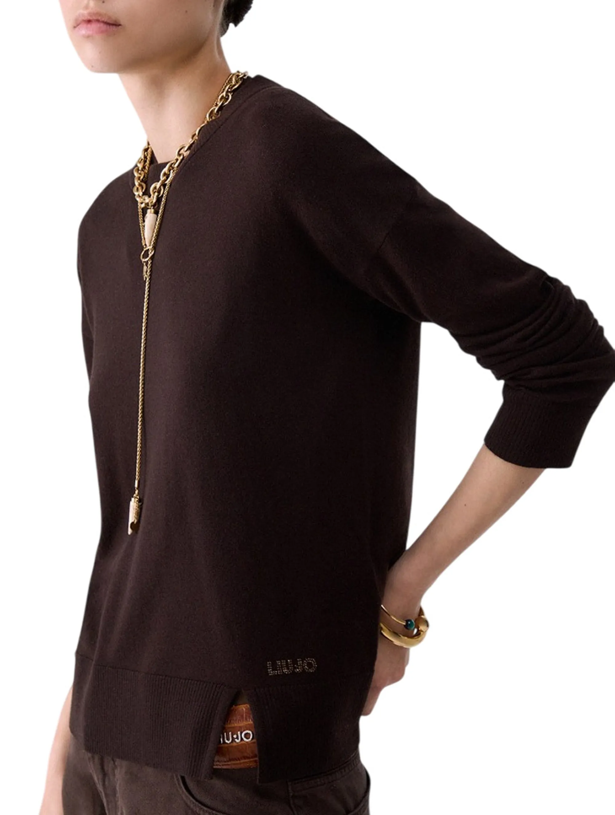 Liujo Jeans B'Liujo Wool Blend Sweater' Dark Brown Wf6418Ma16R 186228