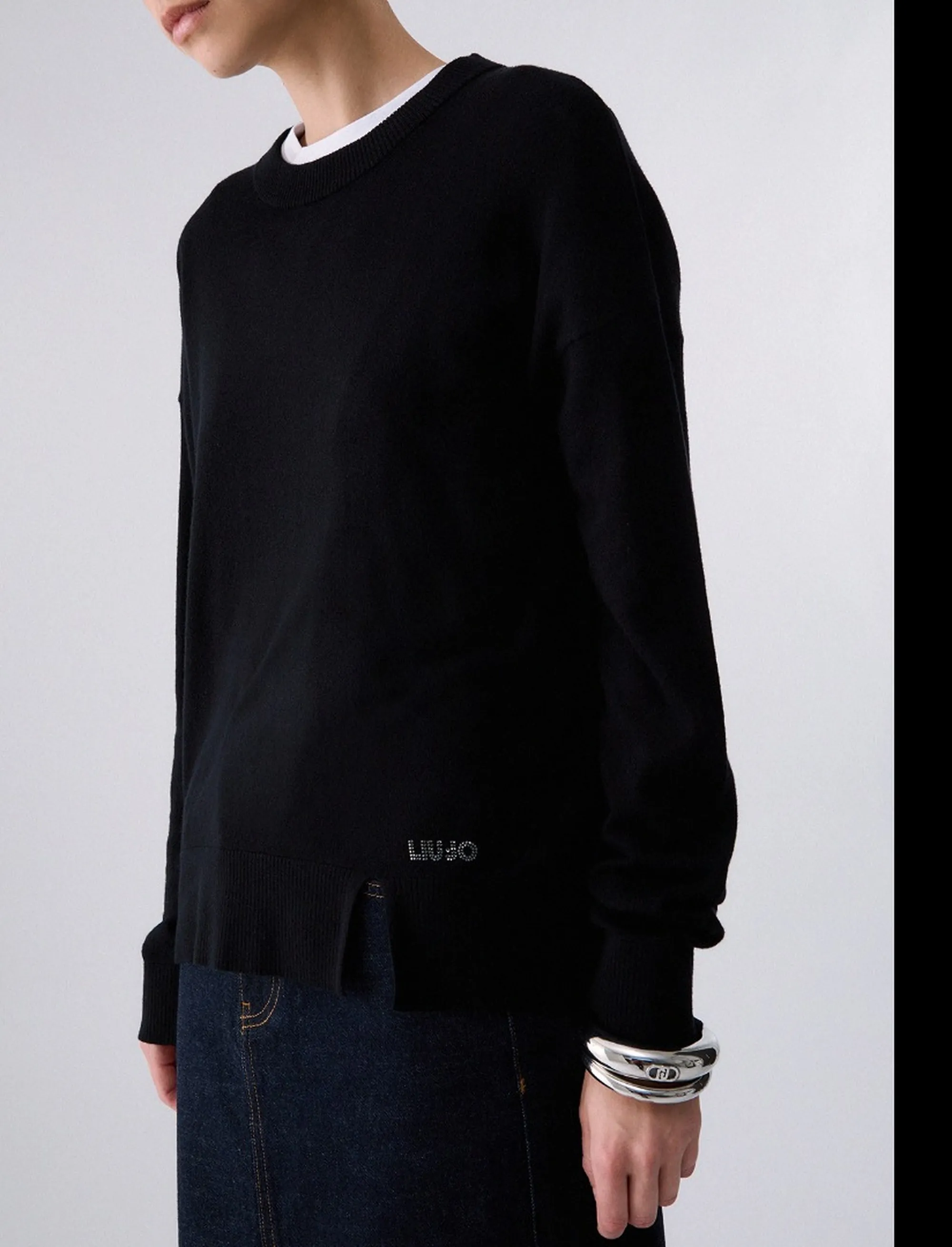 Liujo Jeans Maglia In Misto Lana Liujo Nero Wf6418Ma16R 185638