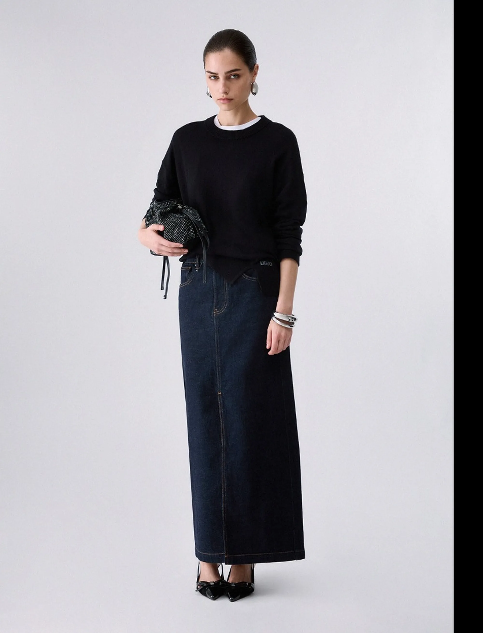 Liujo Jeans Maglia In Misto Lana Liujo Nero Wf6418Ma16R 185639