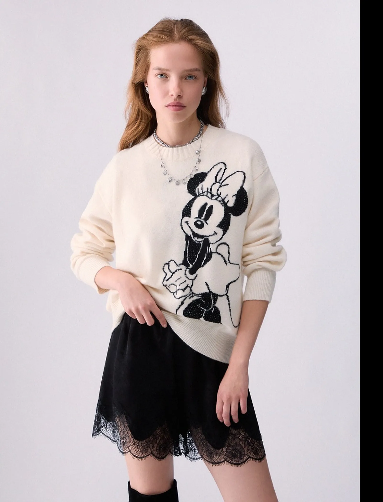 Liujo Jeans Maglia Jacquard In Lana Mrs Mouse Bianco Wf6455Ms009 185648