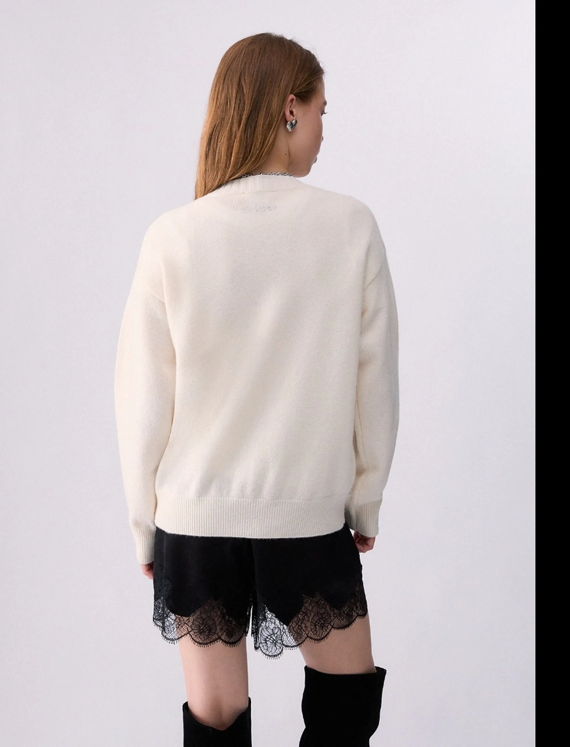 Liujo Jeans Maglia Jacquard In Lana Mrs Mouse Bianco Wf6455Ms009 185649