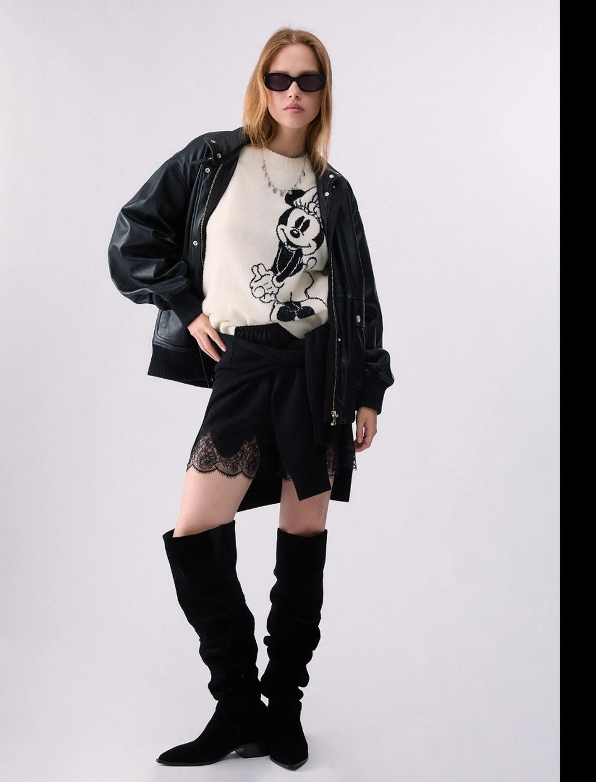 Liujo Jeans Maglia Jacquard In Lana Mrs Mouse Bianco Wf6455Ms009 185651