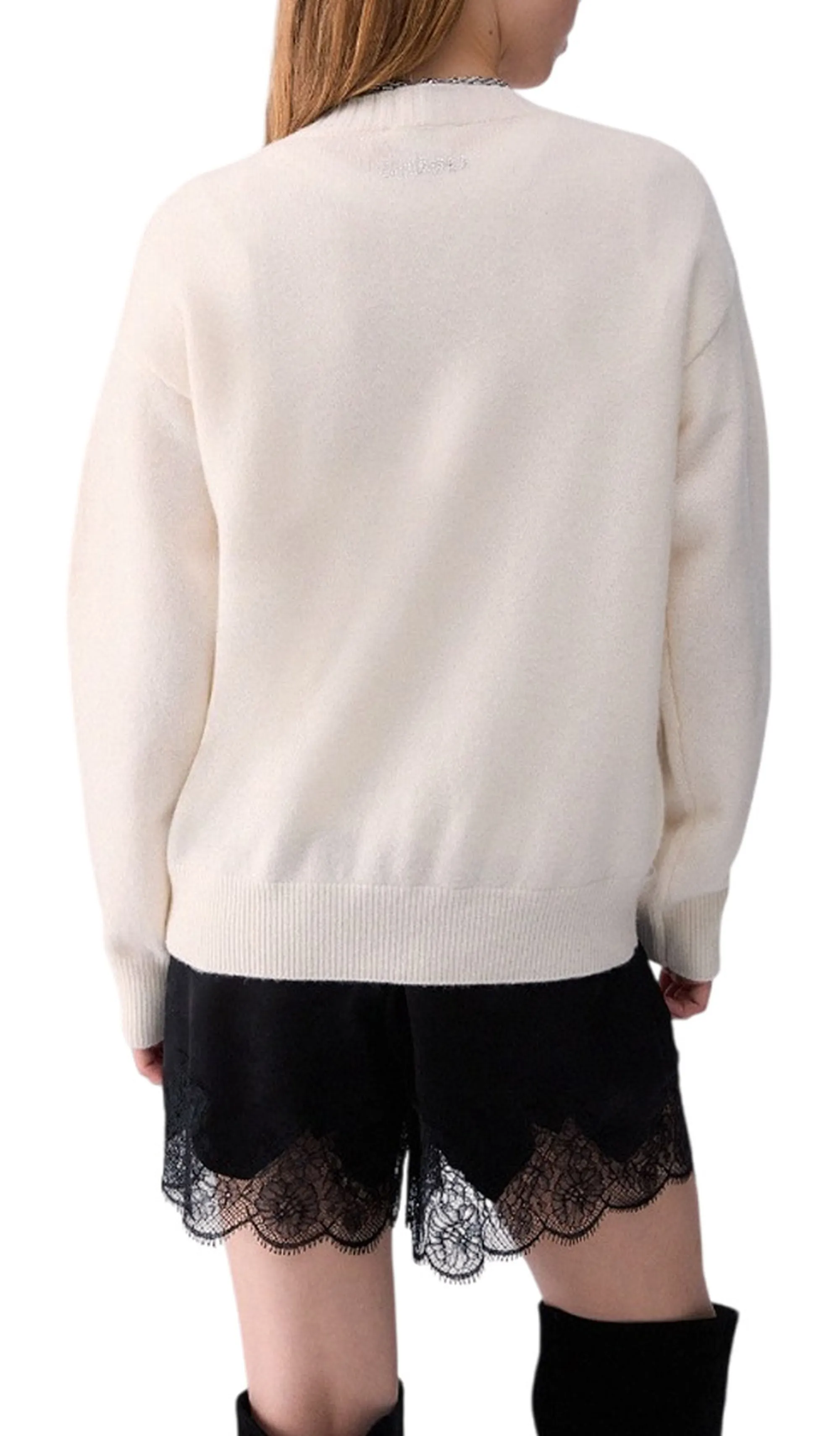 Liujo Jeans B'Maglia Jacquard In Lana Mrs Mouse' White Wf6455Ms009 186261