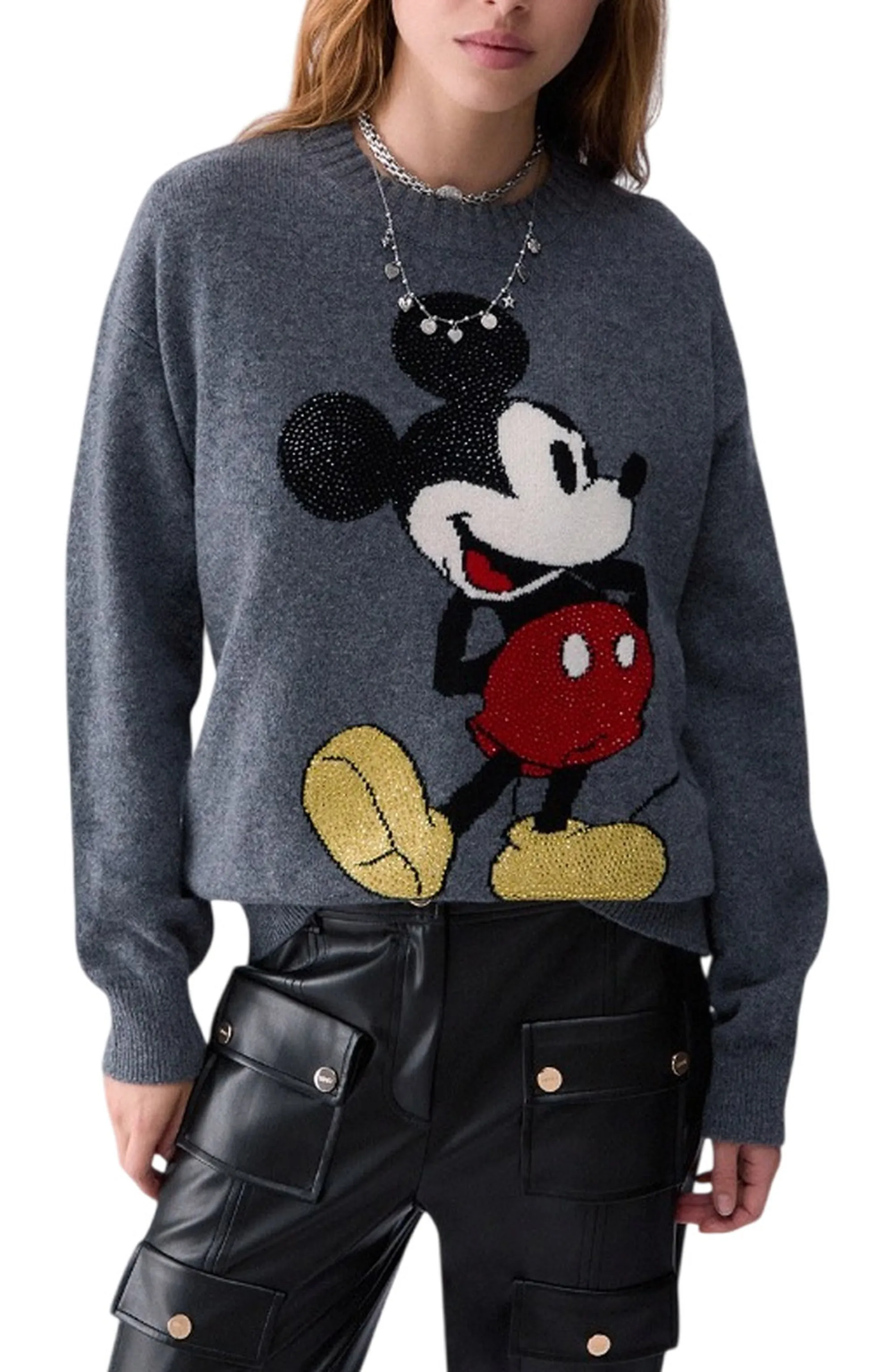 Liujo Jeans B'Maglia Jacquard In Lana Mrs Mouse' Grey Wf6455Ms009 186270
