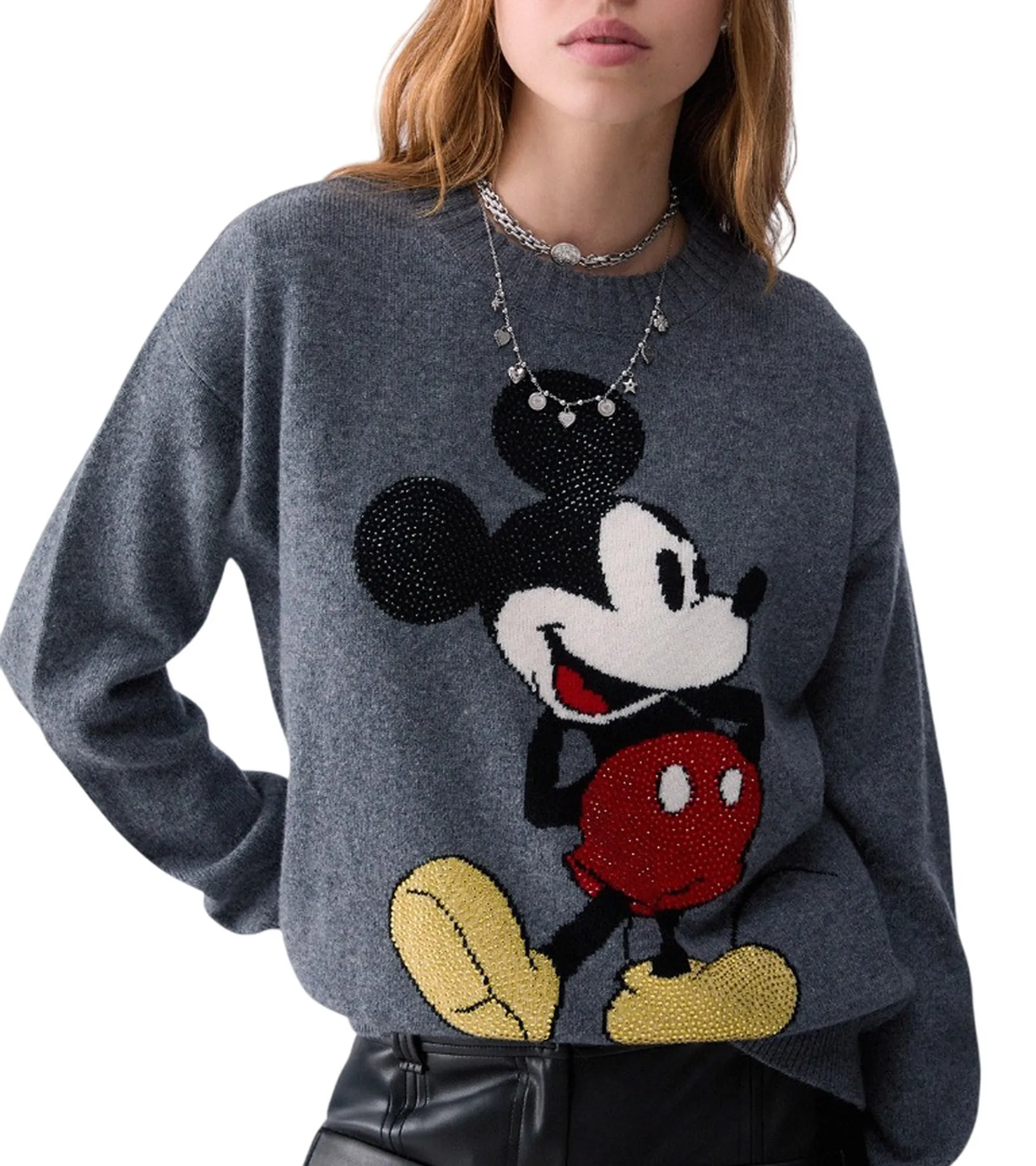 Liujo Jeans B'Maglia Jacquard In Lana Mrs Mouse' Grey Wf6455Ms009 186274