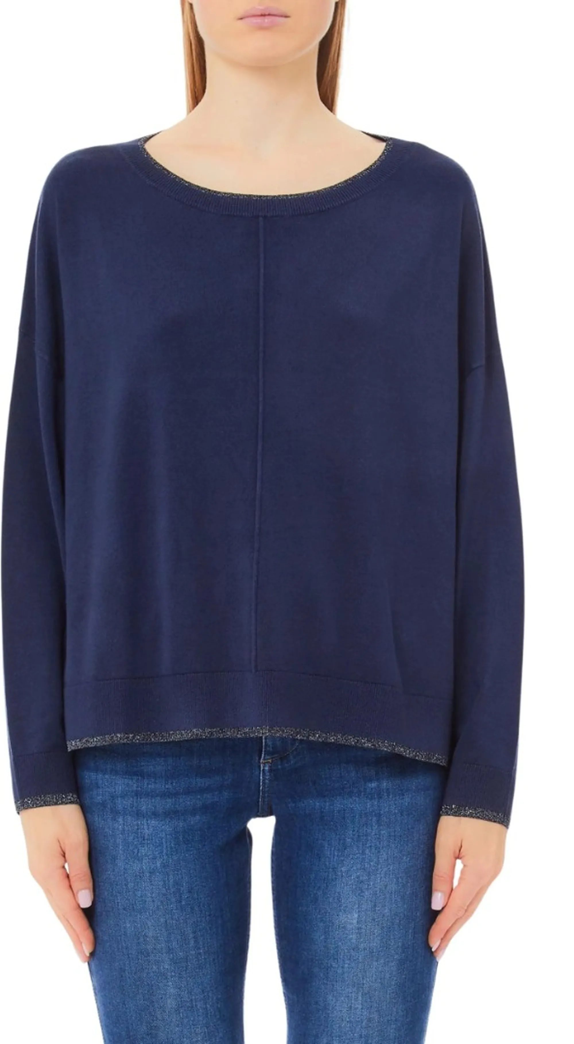Liujo Jeans Maglia Liujo In Viscosa Blu Scuro Wf6016Ms49I 185471