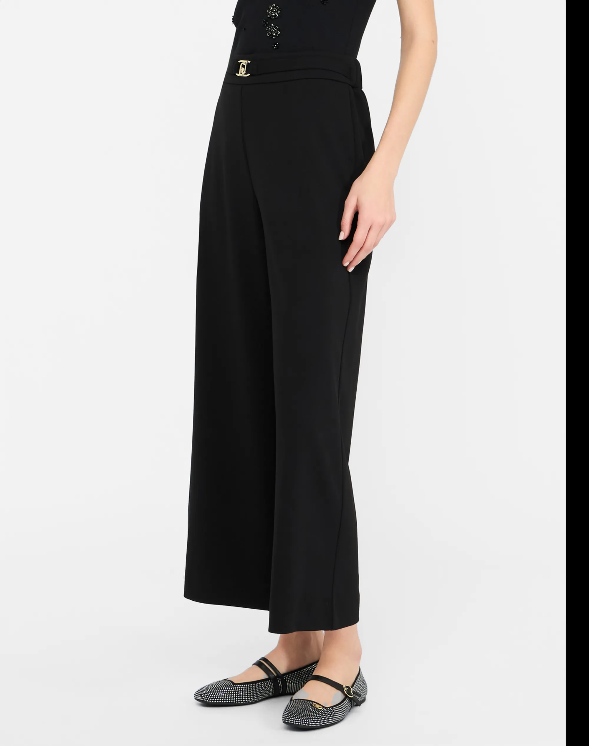 Liujo Jeans B'Cropped Trousers With Belt' Black Mf5260J1930 156311