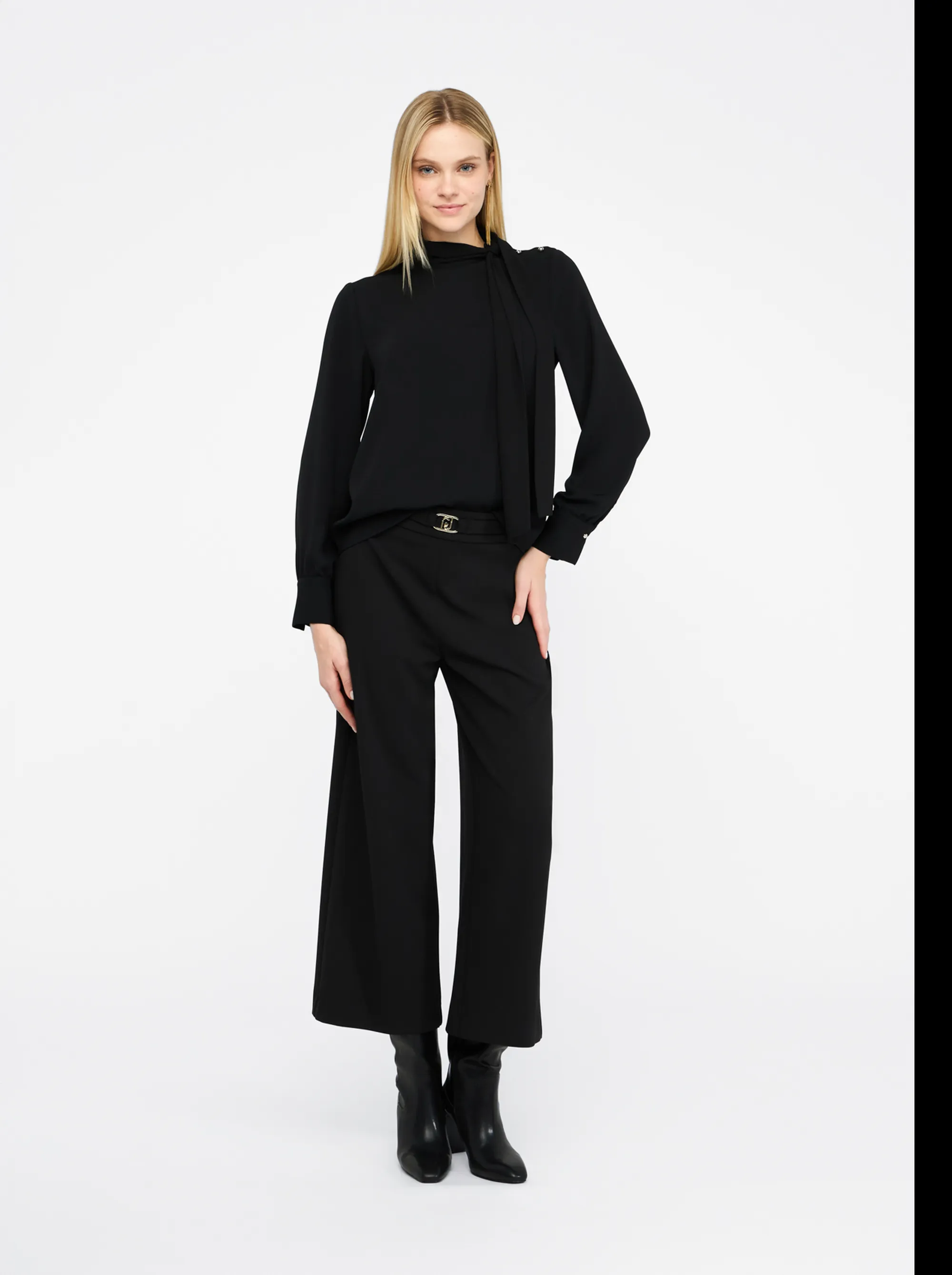 Liujo Jeans B'Cropped Trousers With Belt' Black Mf5260J1930 156317
