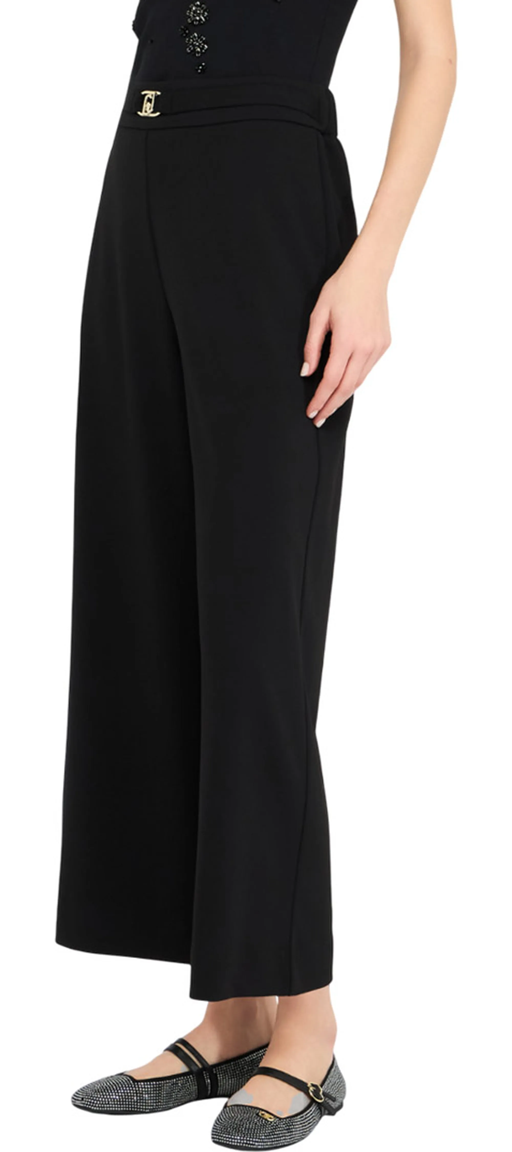 Liujo Jeans Pantalone Cropped Con Cintura Nero Mf5260J1930 156655