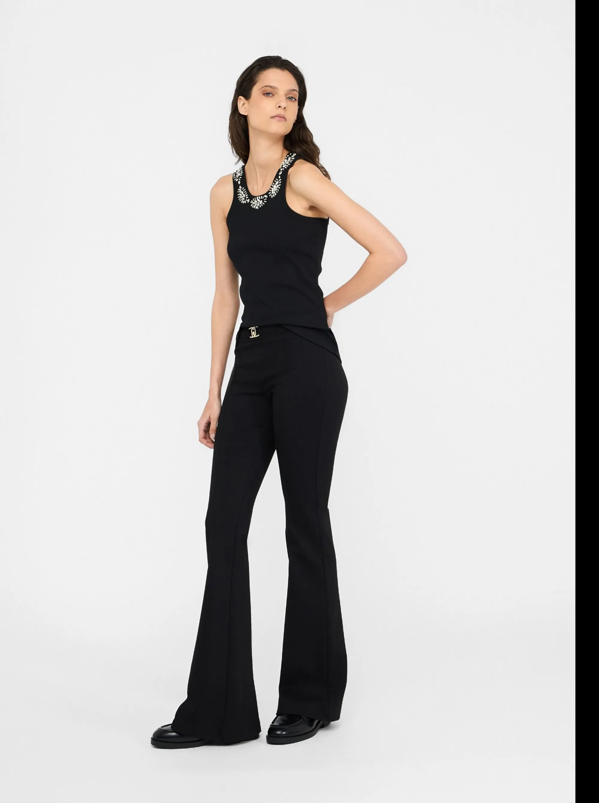 Liujo Jeans B'Flare Trousers With Belt' Black Mf5143J9189 156330