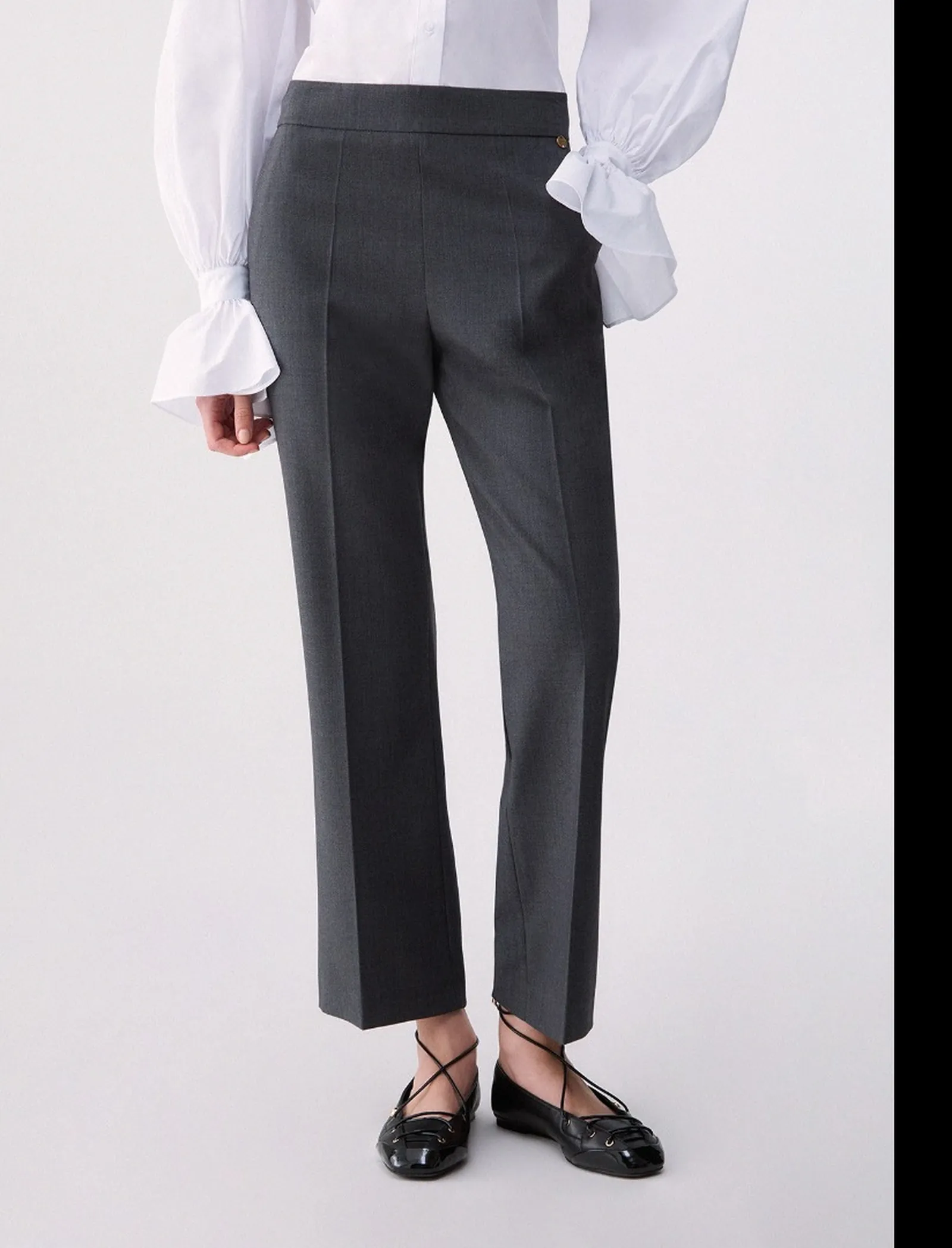 Liujo Jeans Pantalone Flare In Flanella Grigio Scuro Wf6339T743A 185575