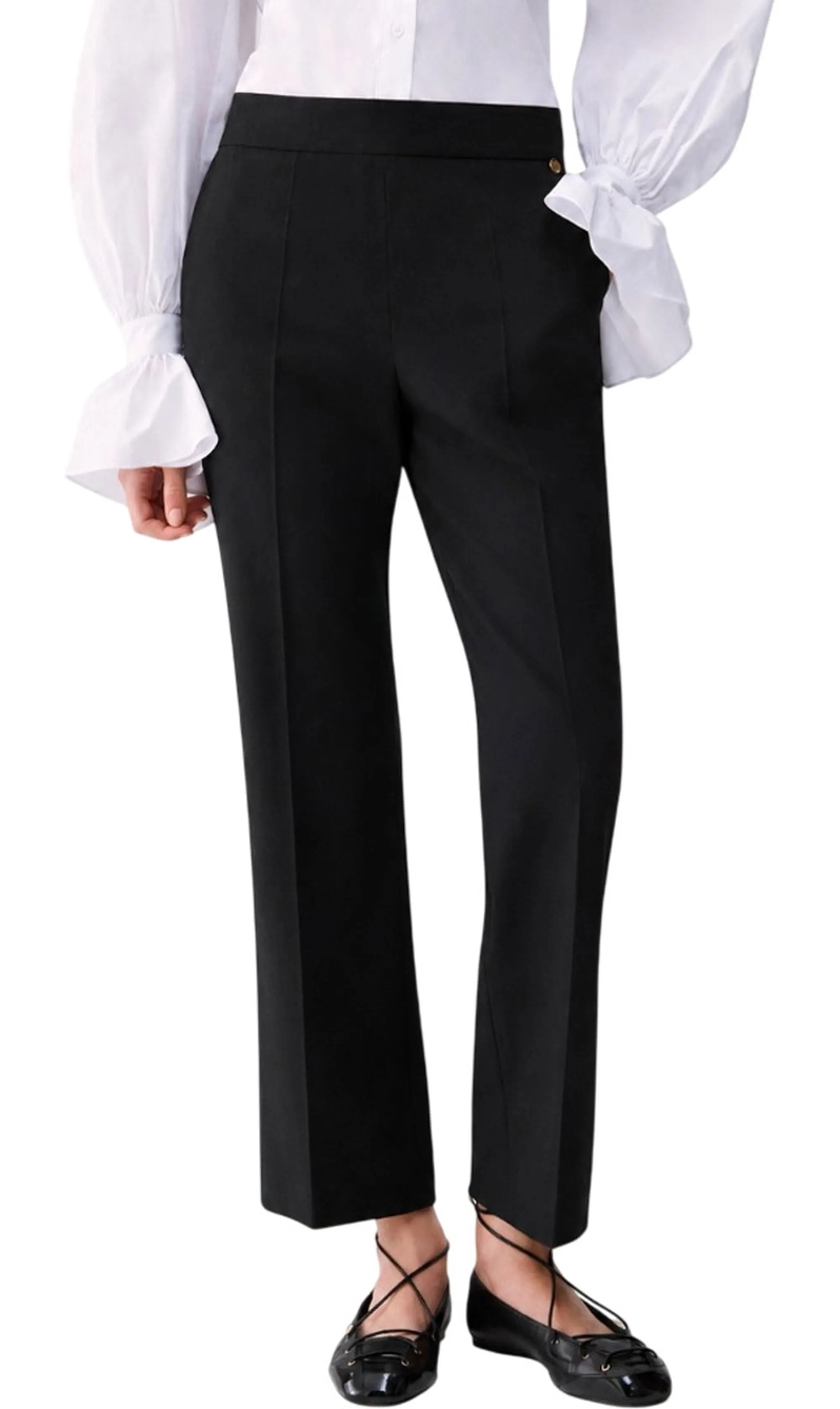 Liujo Jeans Pantalone Flare In Flanella Nero Wf6339T743A 186204