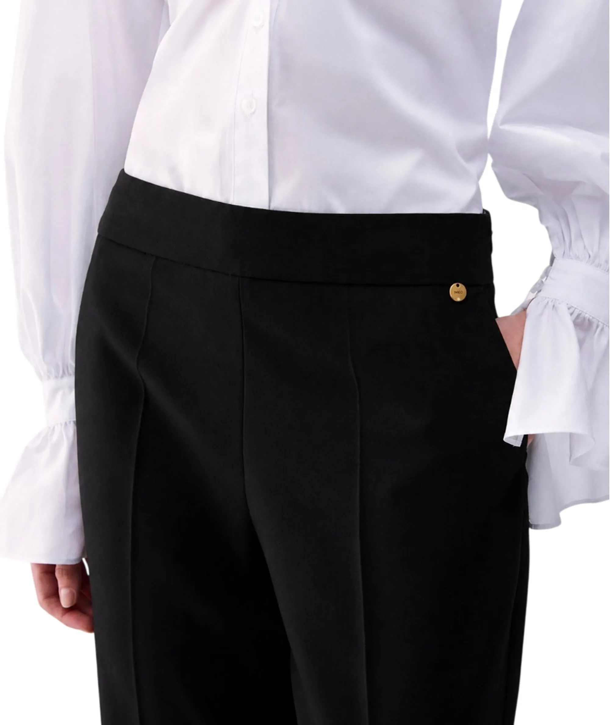 Liujo Jeans Pantalone Flare In Flanella Nero Wf6339T743A 186207