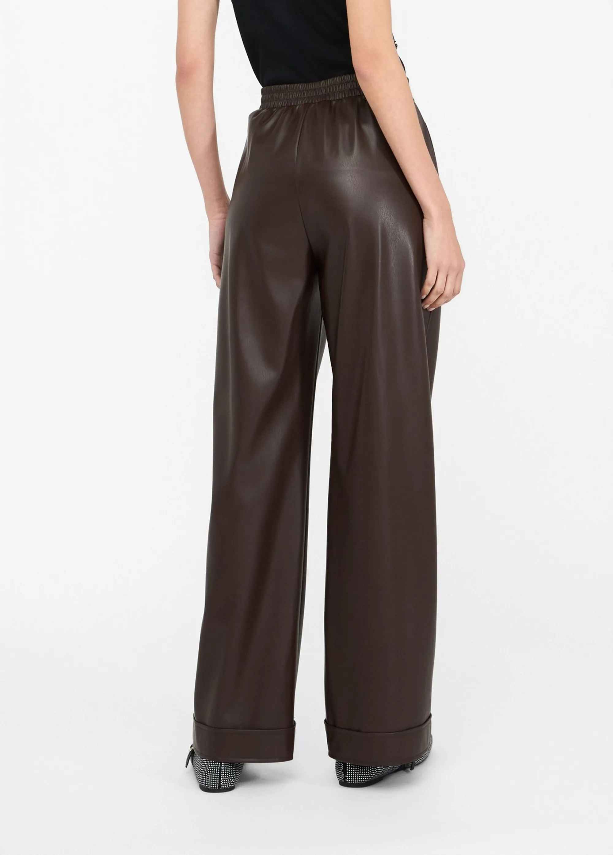 Liujo Jeans B'Coated Fabric Trousers' Chocolate Mf5069E0624 156216