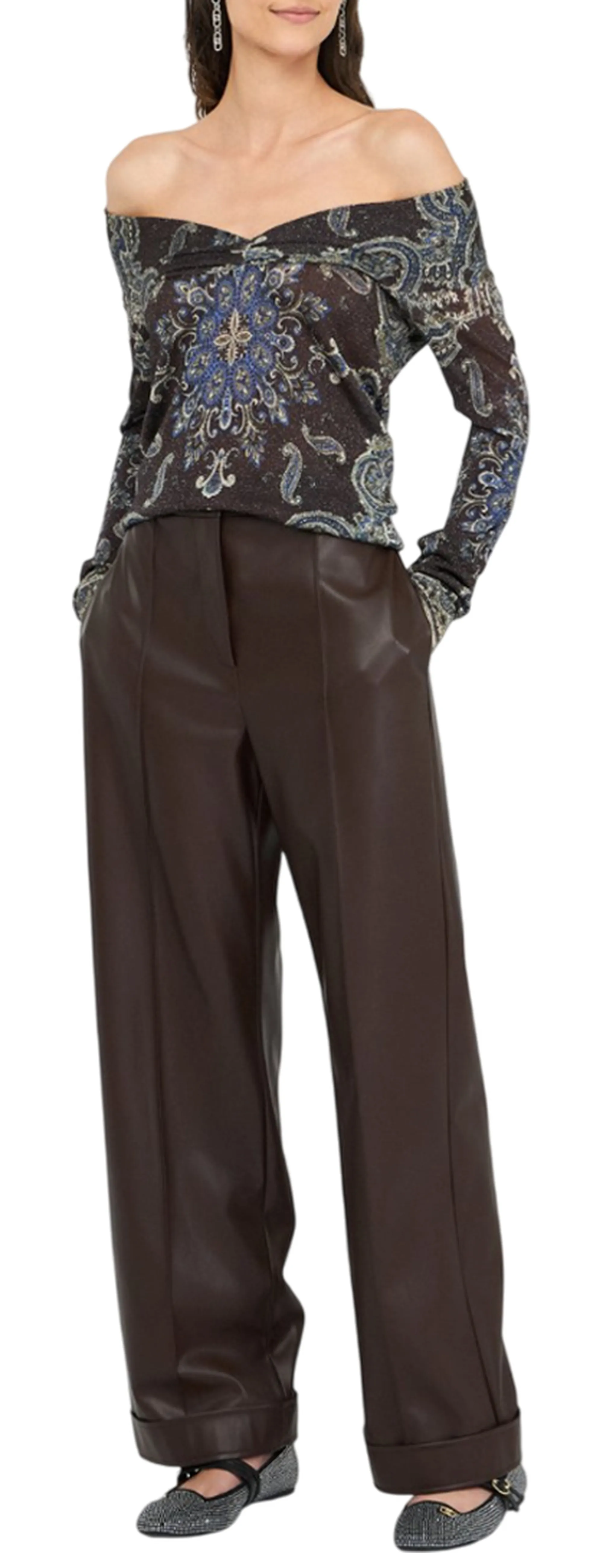 Liujo Jeans B'Coated Fabric Trousers' Chocolate Mf5069E0624 156828