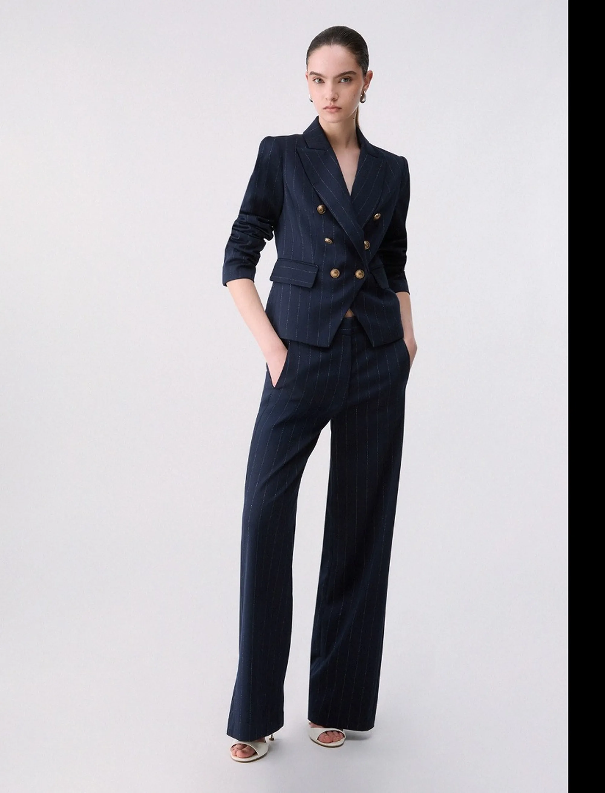 Liujo Jeans B'Straight Pinstriped Trousers' Blu Wf6251T731A 185635