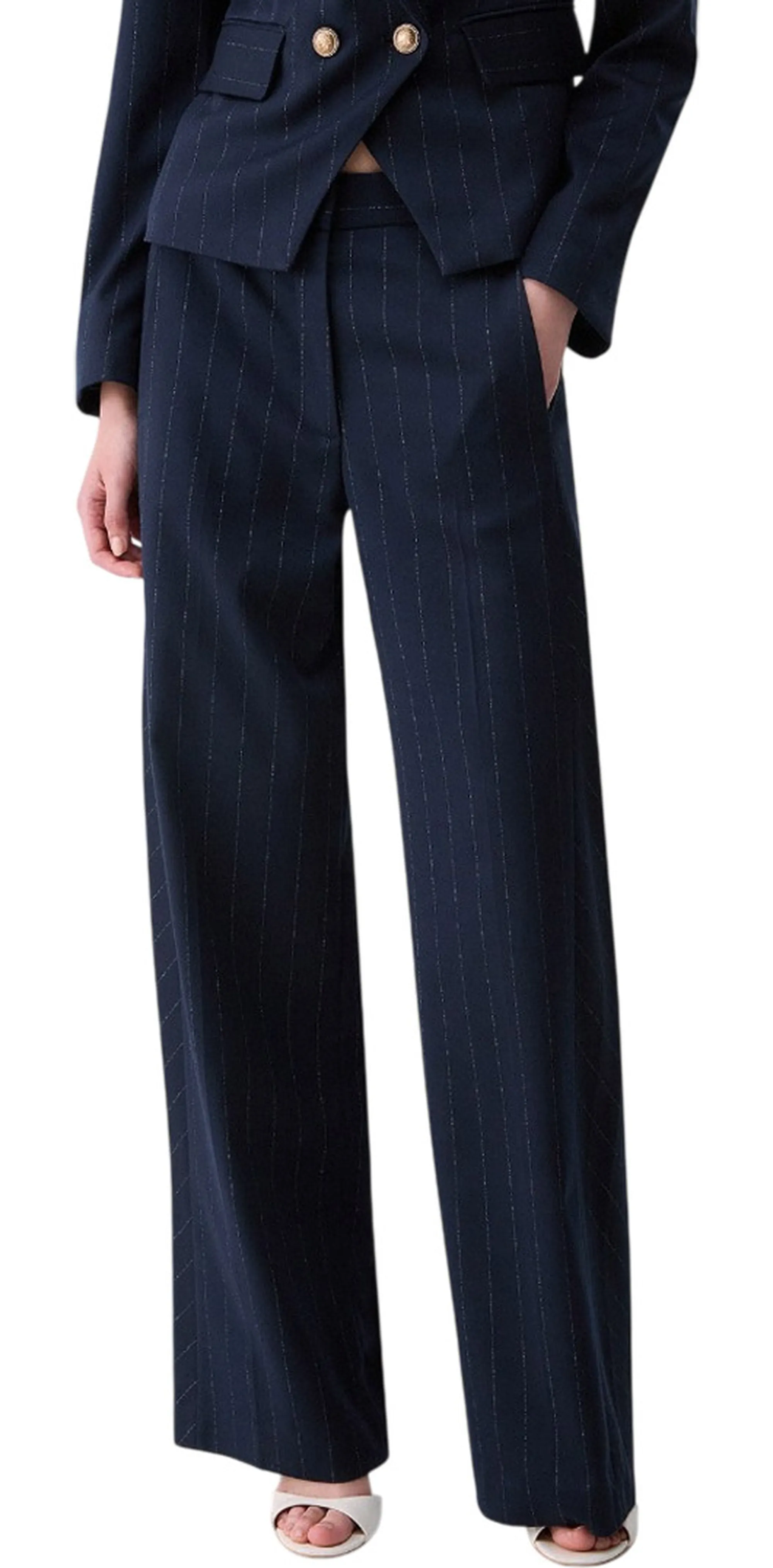 Liujo Jeans Pantalone Straight Gessati Blu Wf6251T731A 186092