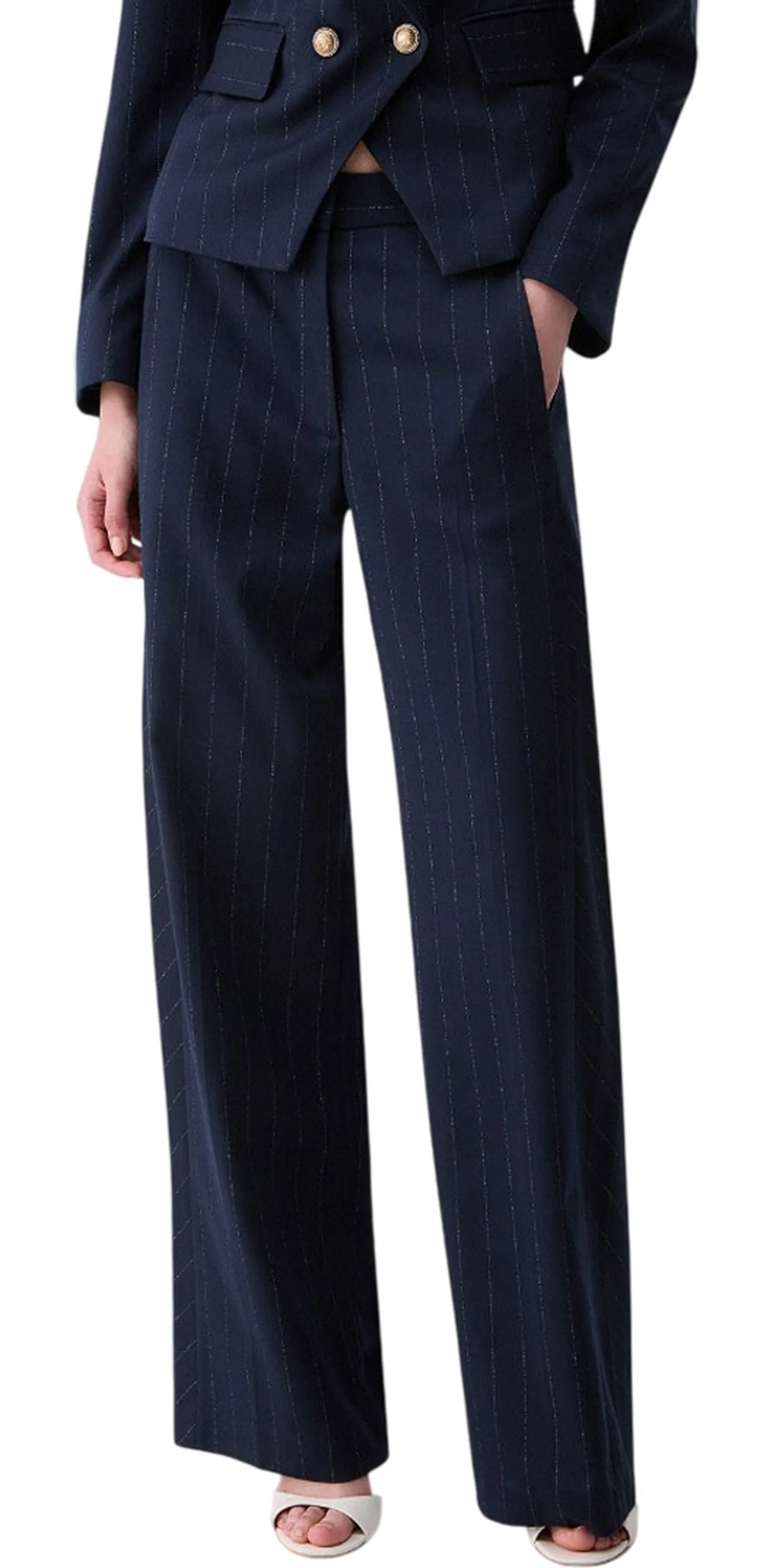 Liujo Jeans Pantalone Straight Gessati Blu Wf6251T731A 186092